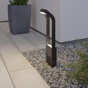 GoodHome Majorca Contemporary Black Mains-powered 1 lamp Integrated LED Outdoor Post light (H)700mm