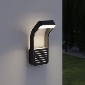 GoodHome Majorca Fixed Matt Black Mains-powered Integrated LED Outdoor Wall light 650lm