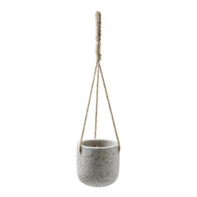 GoodHome Makah Grey Terrazzo effect Cement Round Hanging pot (Dia)15cm
