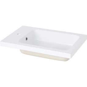 GoodHome Makonda White Oblong Counter-mounted Counter top Basin (W)60.4cm