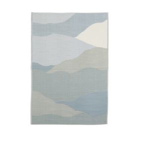 GoodHome Malaita Abstract landscape Blue & grey Reversible Rug 170cmx120cm
