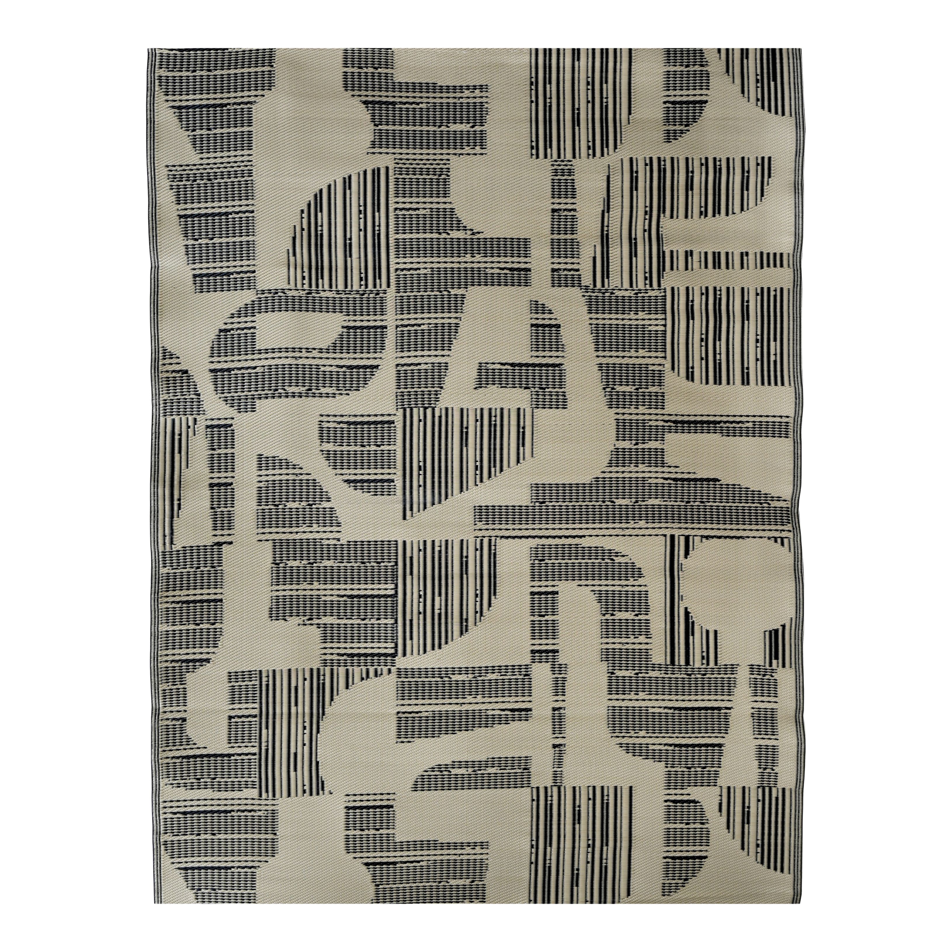 GoodHome Malaita Black & Beige Primitive Woven effect Reversible Large Outdoor Rug 240cmx180cm