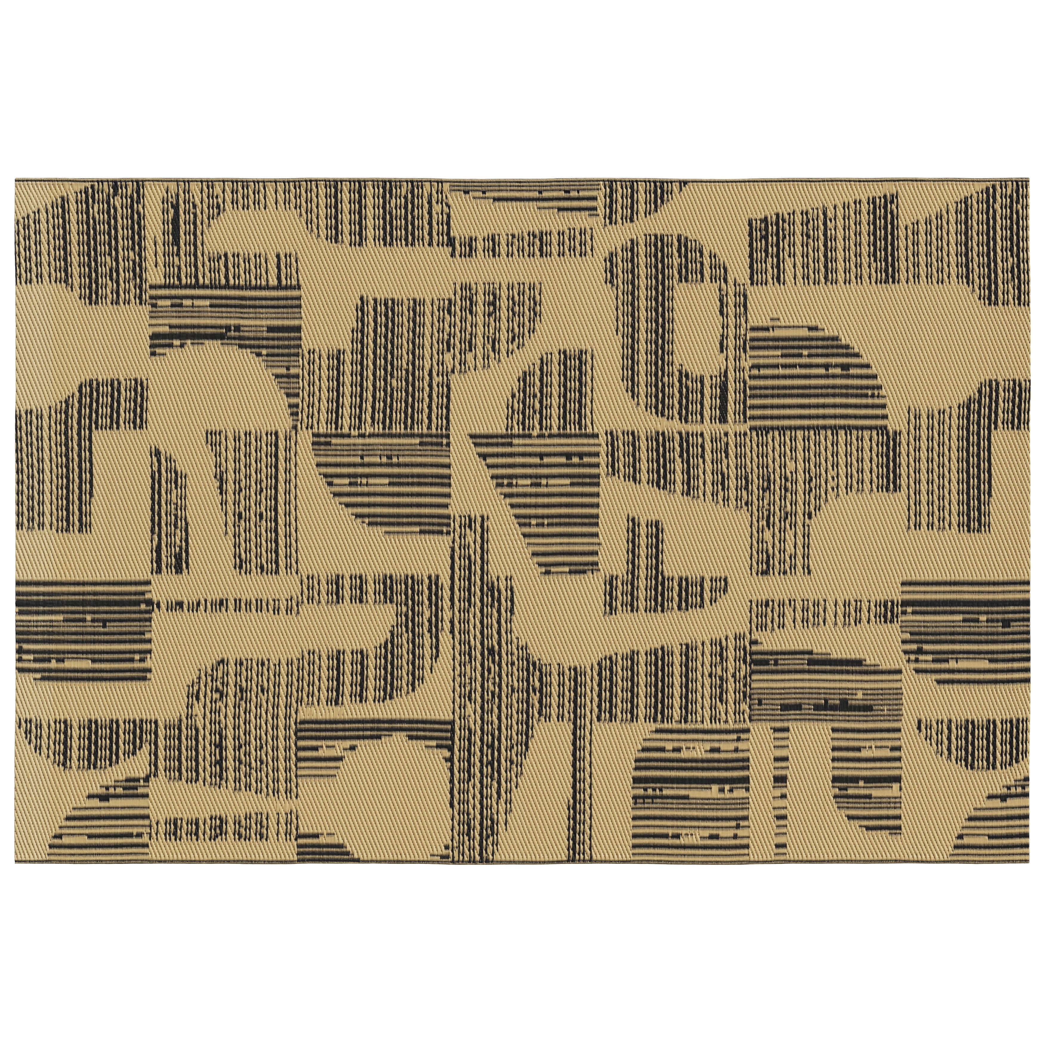 GoodHome Malaita Black & Beige Primitive Woven effect Reversible Medium Outdoor Rug, (L)180cm x (W)120cm