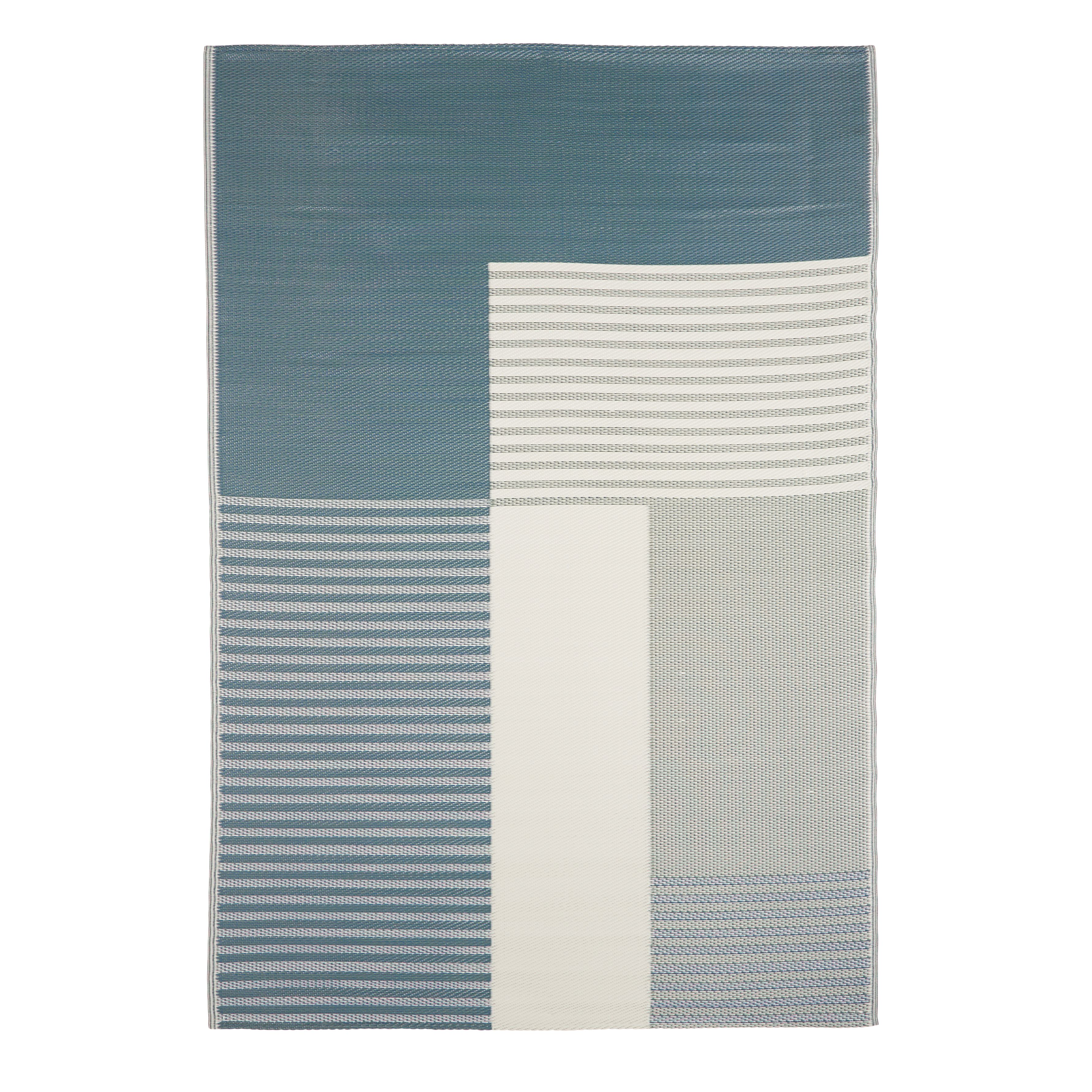 GoodHome Malaita Blue & green Geometric Reversible Outdoor Rug