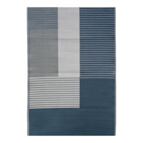 GoodHome Malaita Blue & Green Geometric Woven effect Reversible Medium Outdoor Rug, (L)180cm x (W)120cm