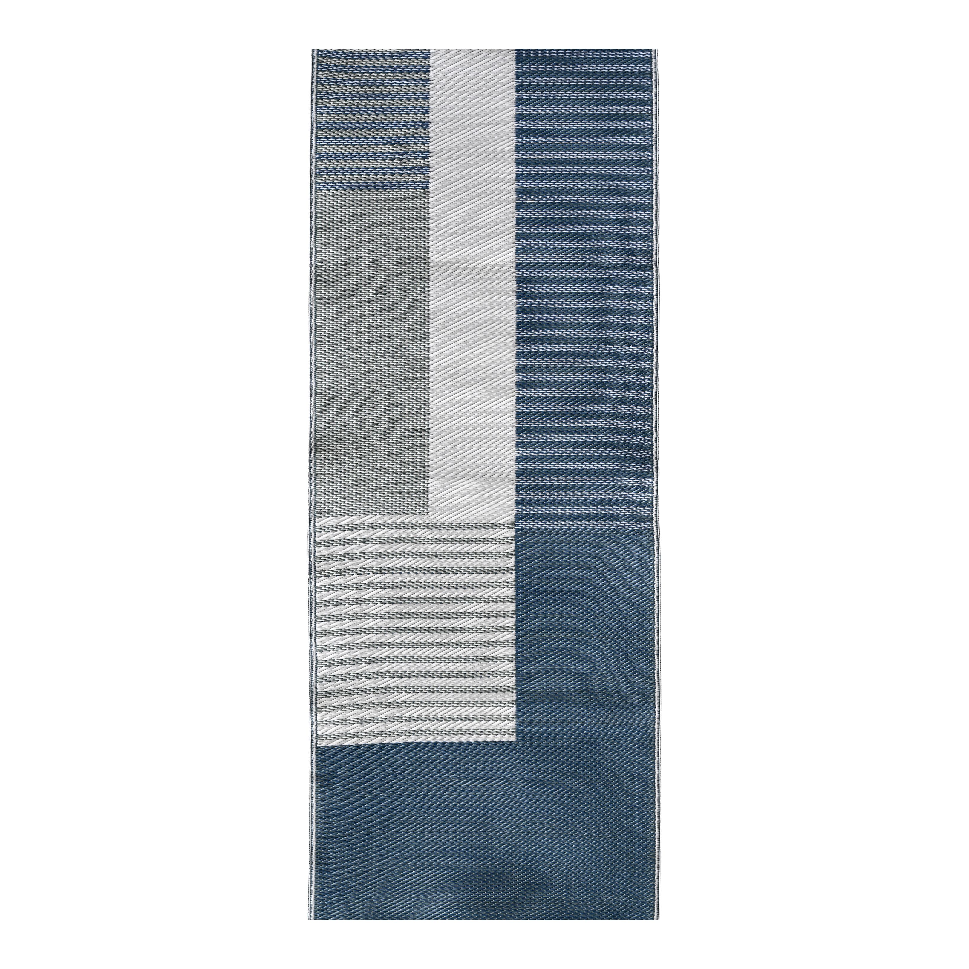 Buy GoodHome Malaita Blue & Green Geometric Woven effect Reversible ...