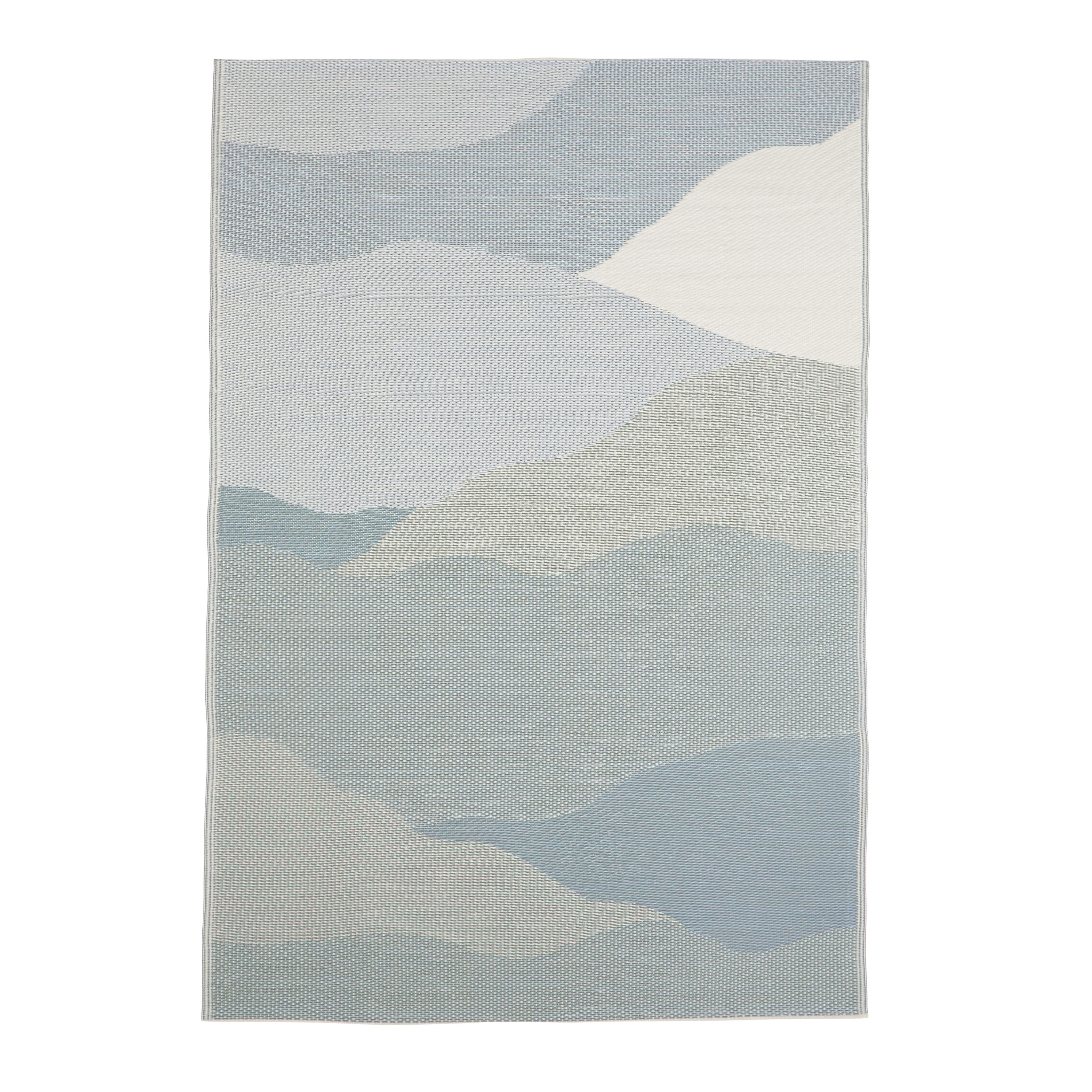 GoodHome Malaita Blue & grey Abstract sky Reversible Outdoor Rug