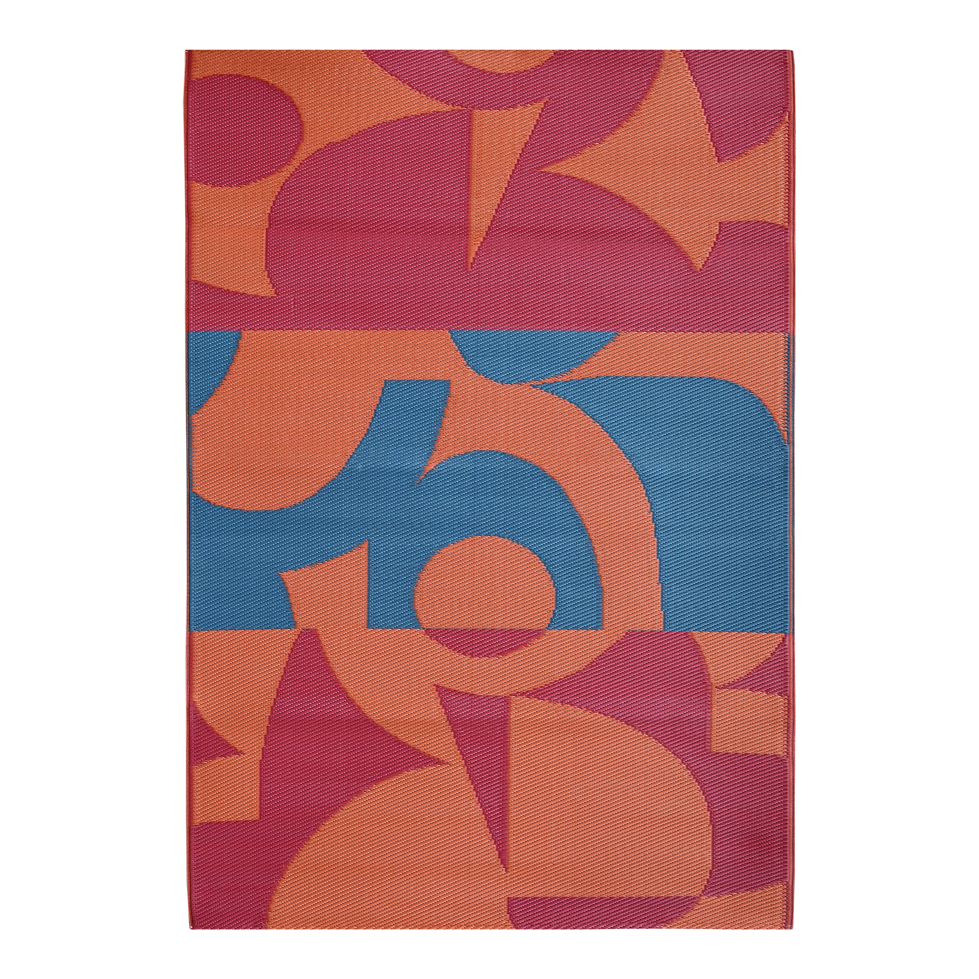 GoodHome Malaita Blue & Red Fragment Woven effect Reversible Large