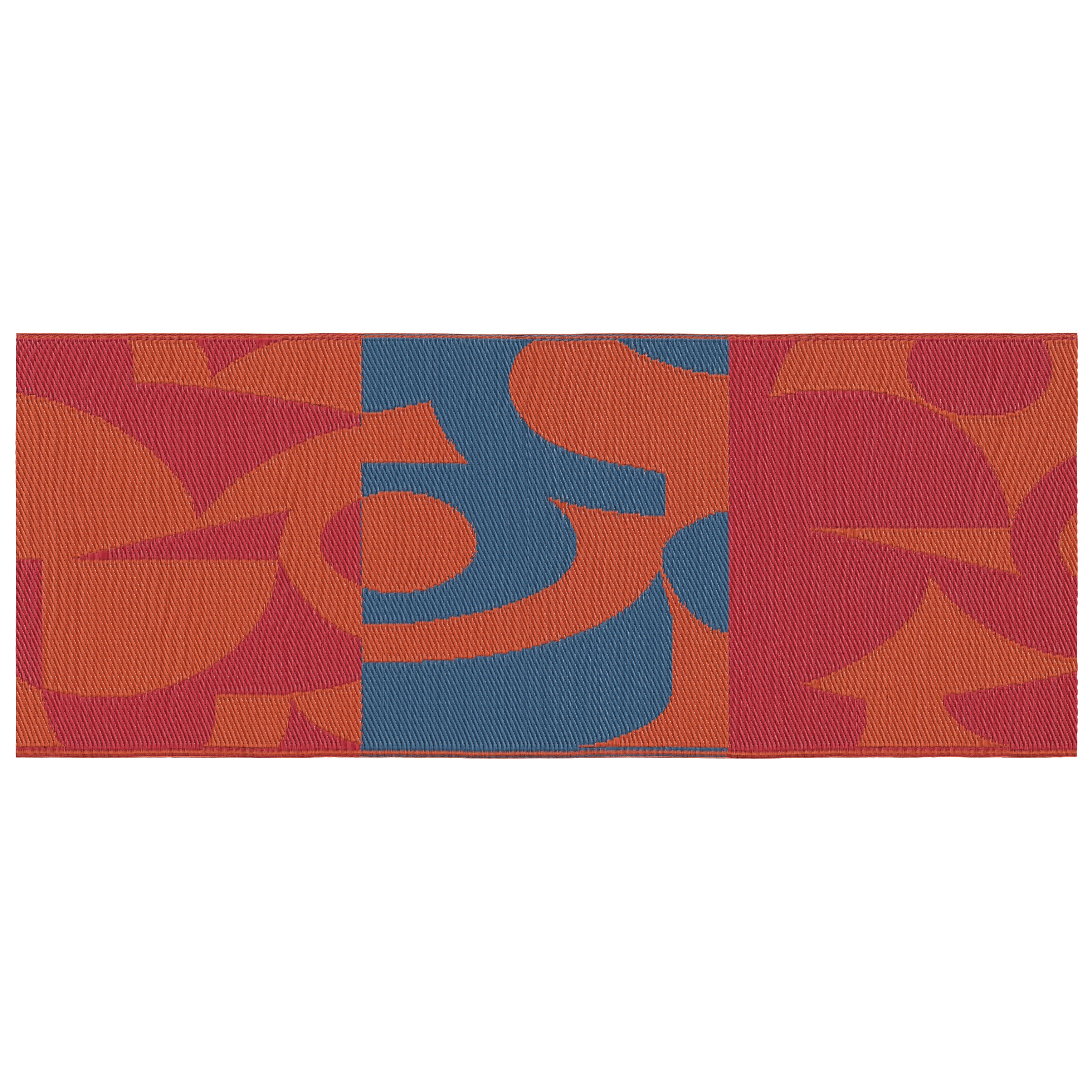 GoodHome Malaita Blue & Red Fragment Woven effect Reversible Small