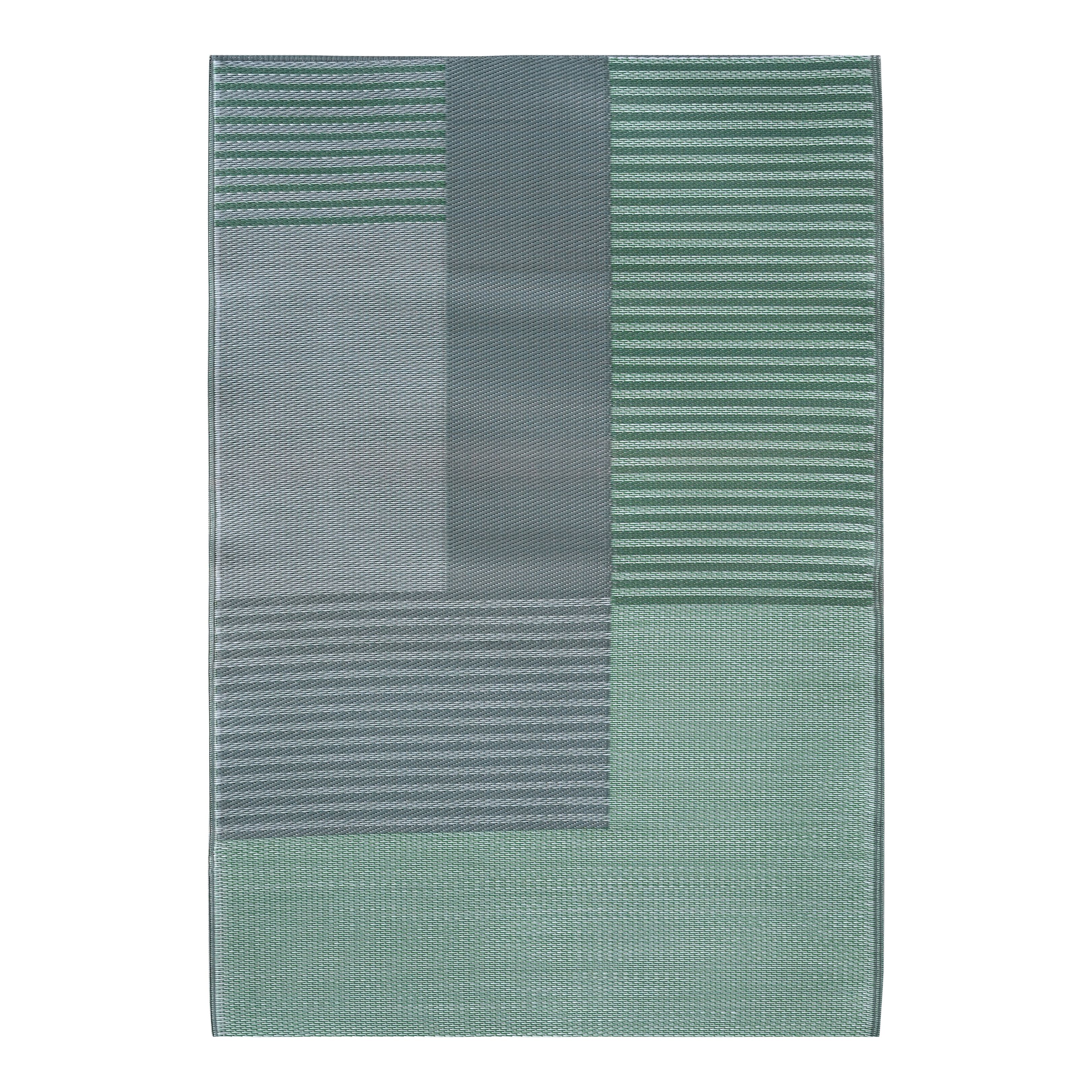 GoodHome Malaita Green Geometric Woven effect Reversible Medium Outdoor