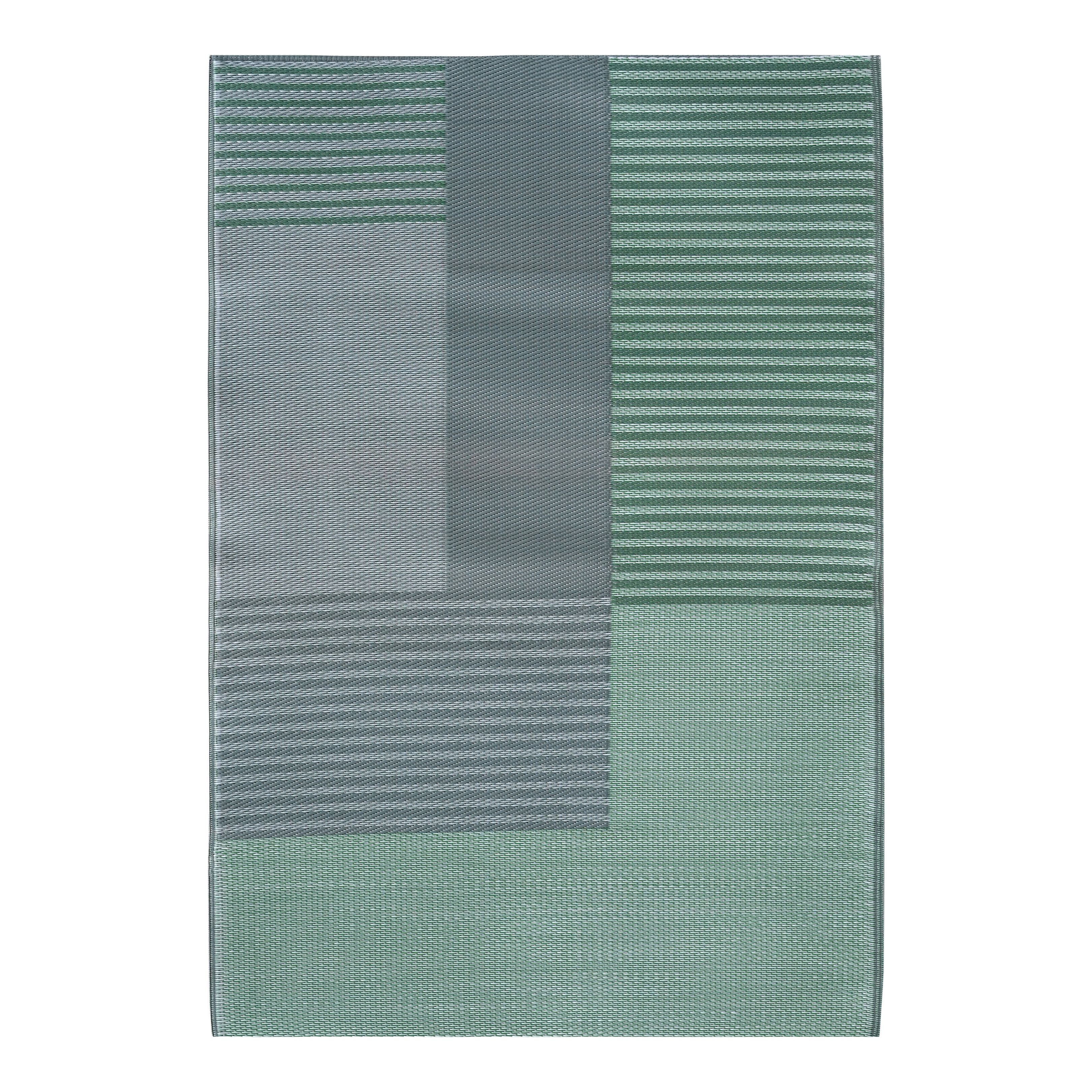 GoodHome Malaita Green Geometric Woven effect Reversible Medium Outdoor Rug, (L)180cm x (W)120cm