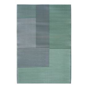 GoodHome Malaita Green Geometric Woven effect Reversible Medium Outdoor Rug, (L)180cm x (W)120cm