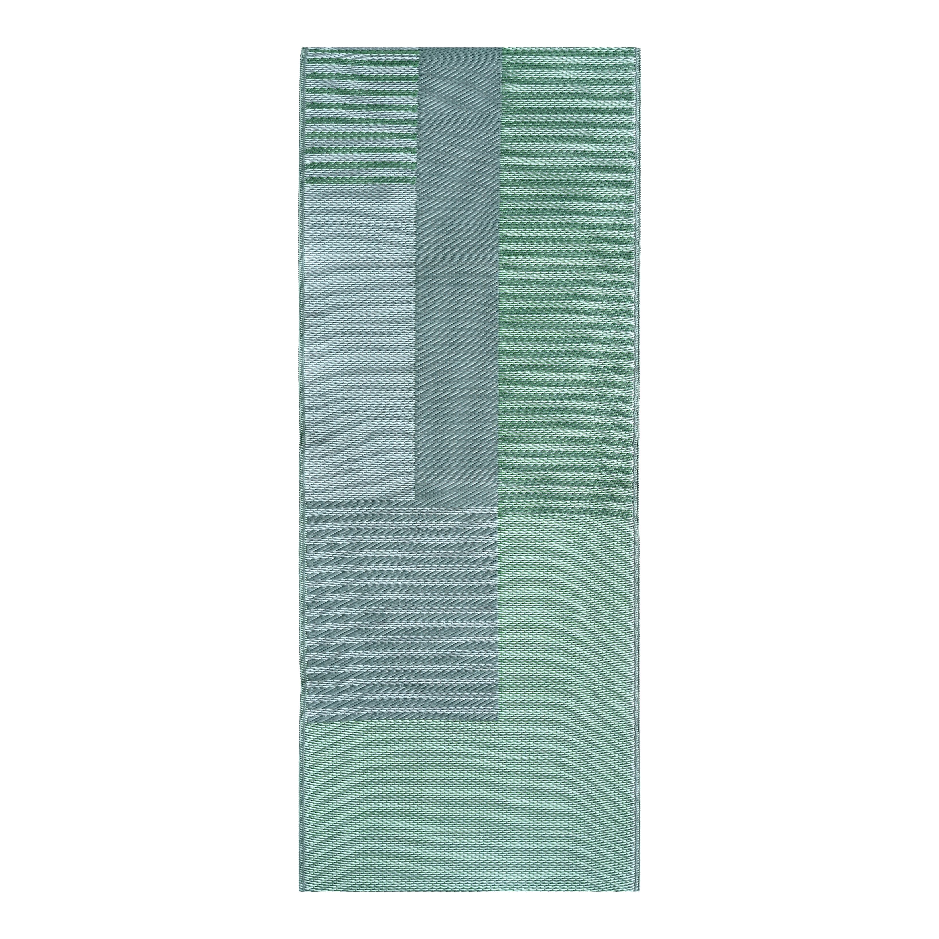 GoodHome Malaita Green Geometric Woven effect Reversible Small Outdoor
