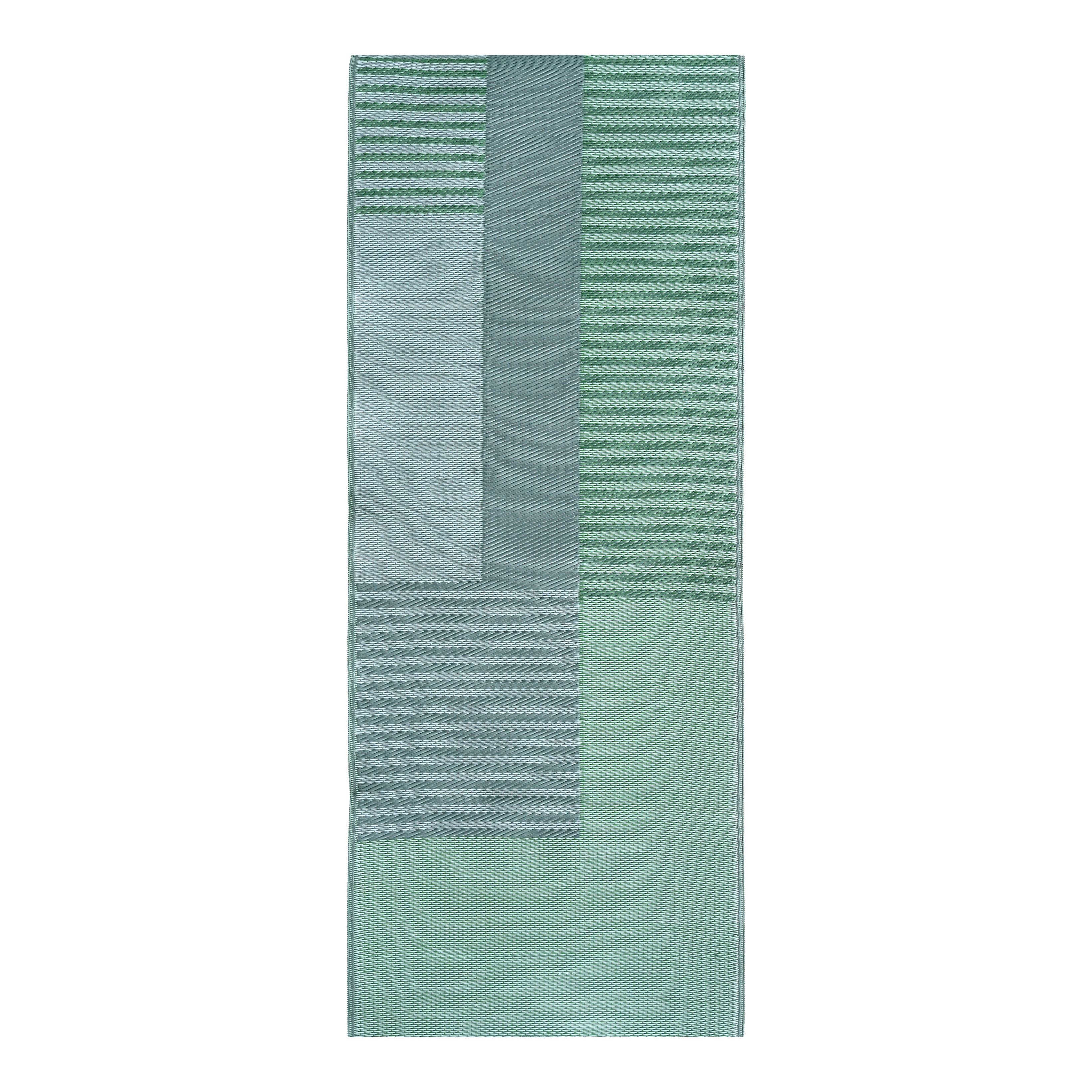 GoodHome Malaita Green Geometric Woven effect Reversible Small Outdoor Rug, (L)180cm x (W)70cm