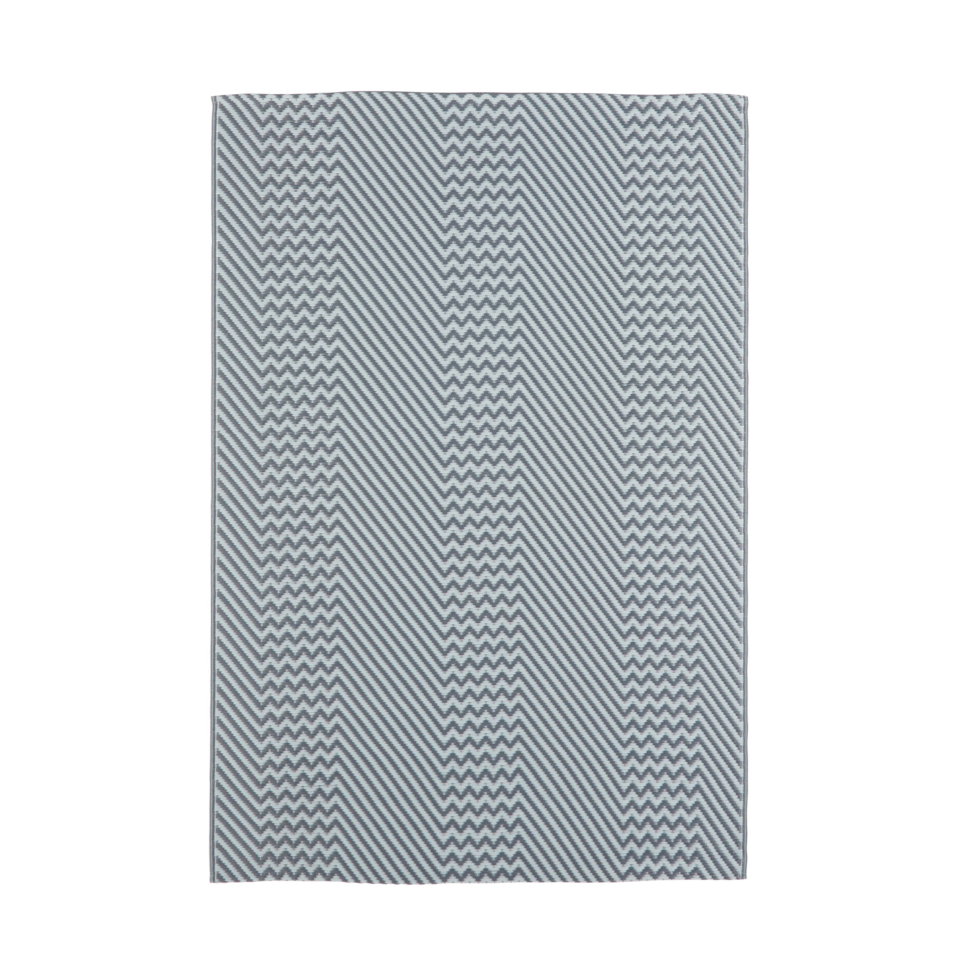 GoodHome Malaita Grey ZigZag Rug 170cmx120cm DIY at B&Q