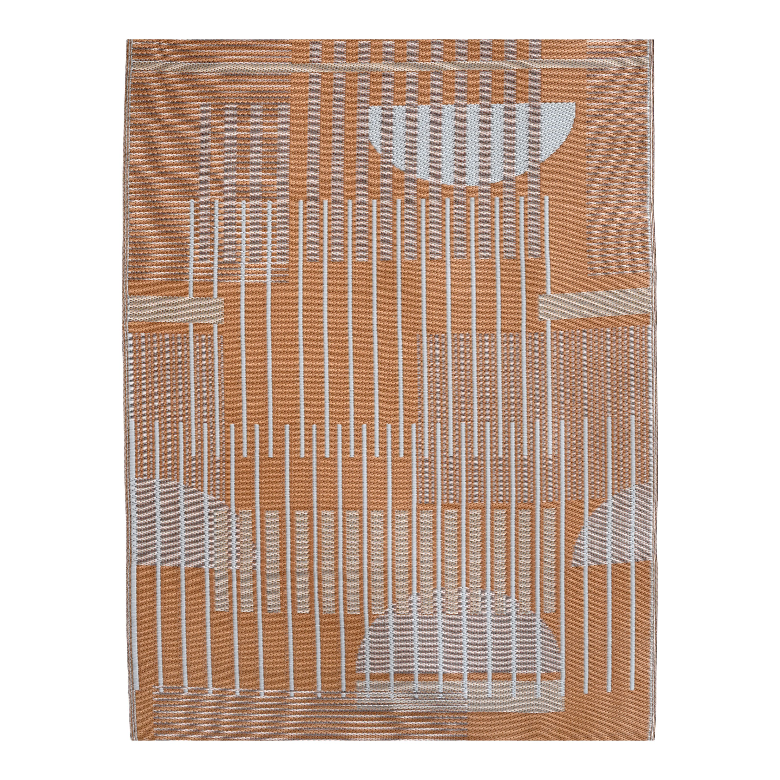 GoodHome Malaita Orange & Beige Graphic Woven effect Reversible Large