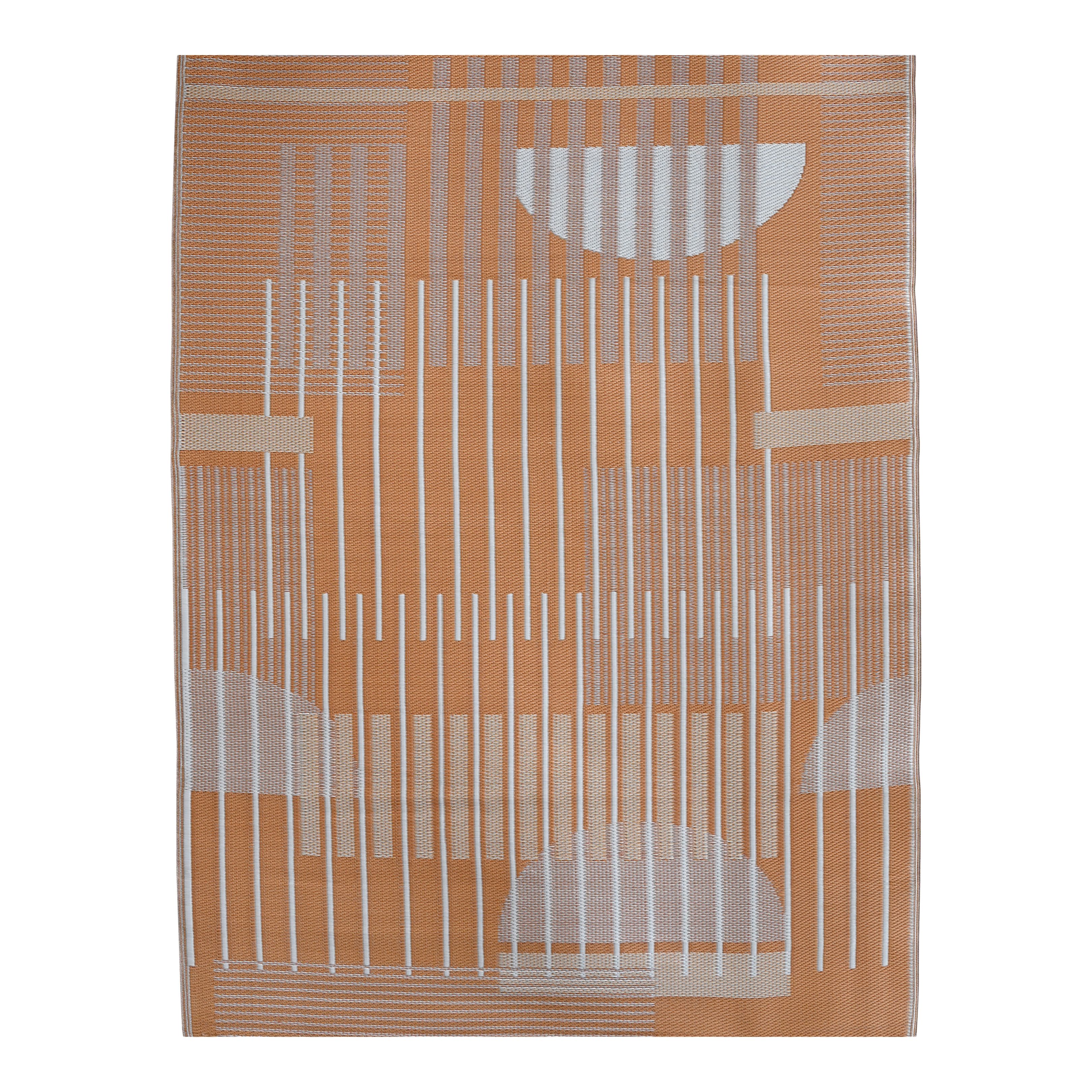 GoodHome Malaita Orange & Beige Graphic Woven effect Reversible Large Outdoor Rug, (L)240cm x (W)180cm