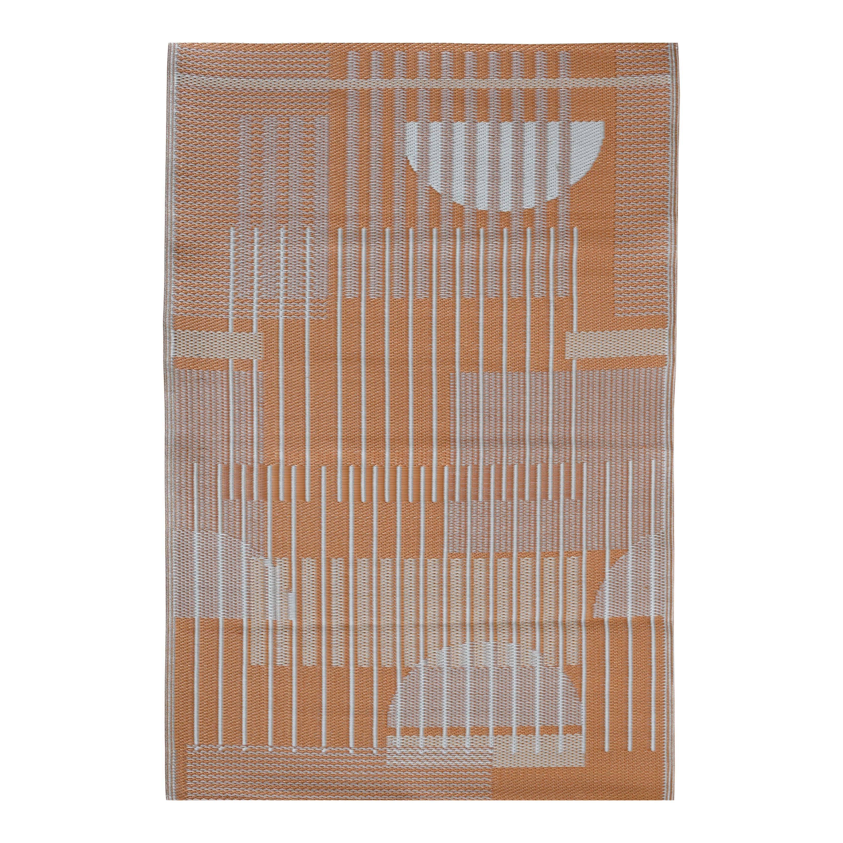 GoodHome Malaita Orange & Beige Graphic Woven effect Reversible Medium Outdoor Rug, (L)180cm x (W)120cm