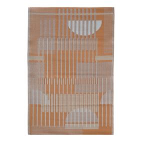 GoodHome Malaita Orange & Beige Graphic Woven effect Reversible Medium Outdoor Rug, (L)180cm x (W)120cm