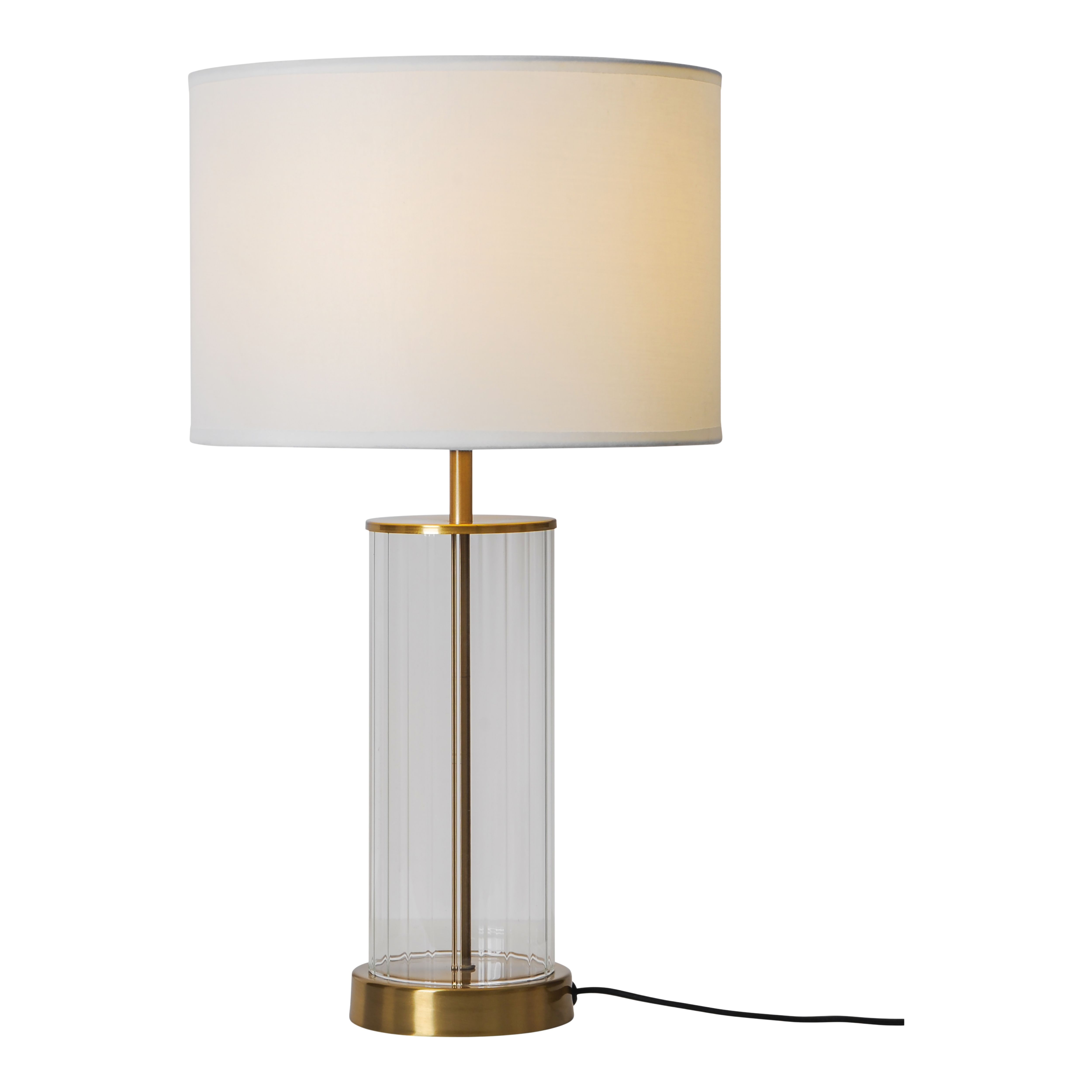 GoodHome Malkoha Round Satin Clear Antique brass effect Table lamp