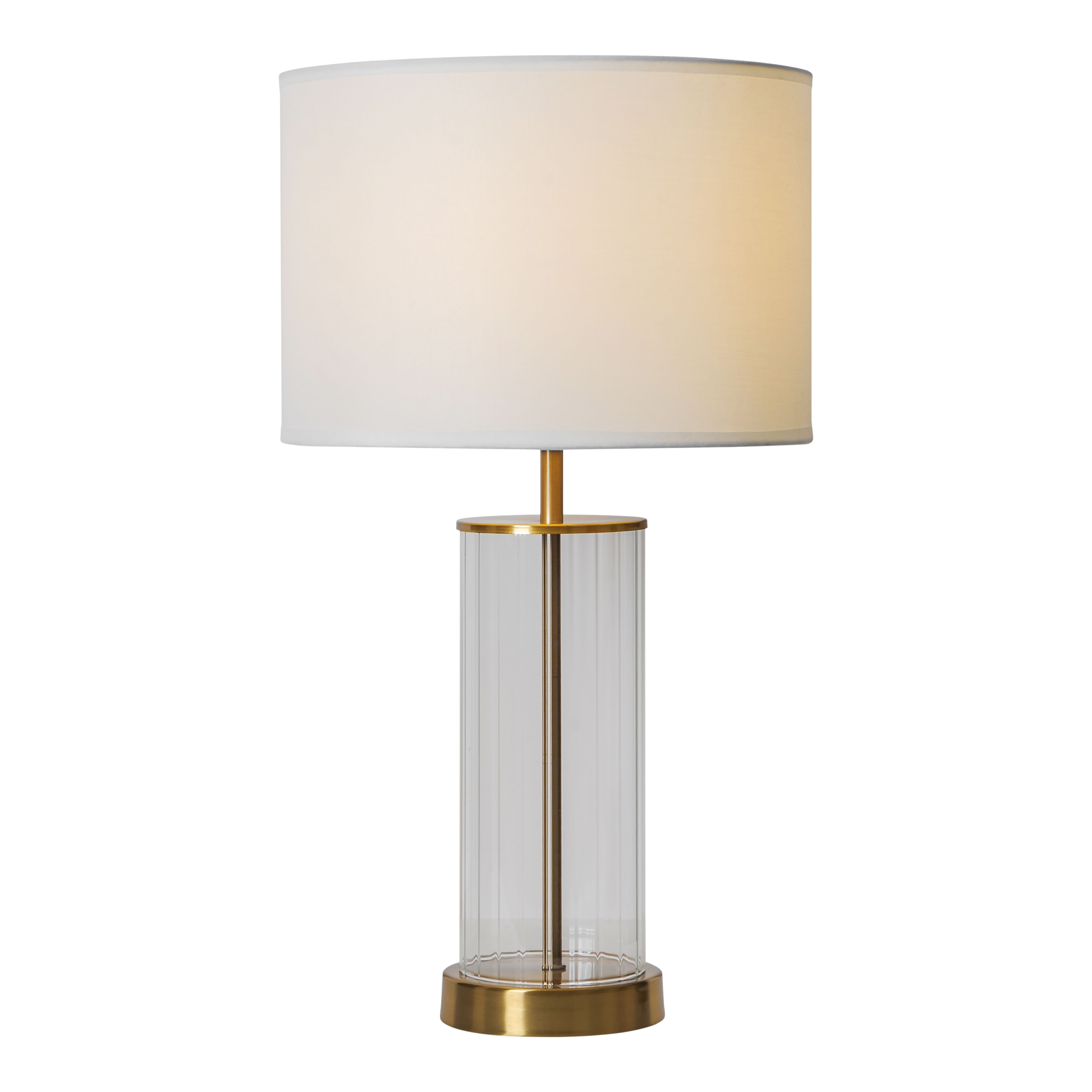 GoodHome Malkoha Round Satin Clear Antique brass effect Table lamp