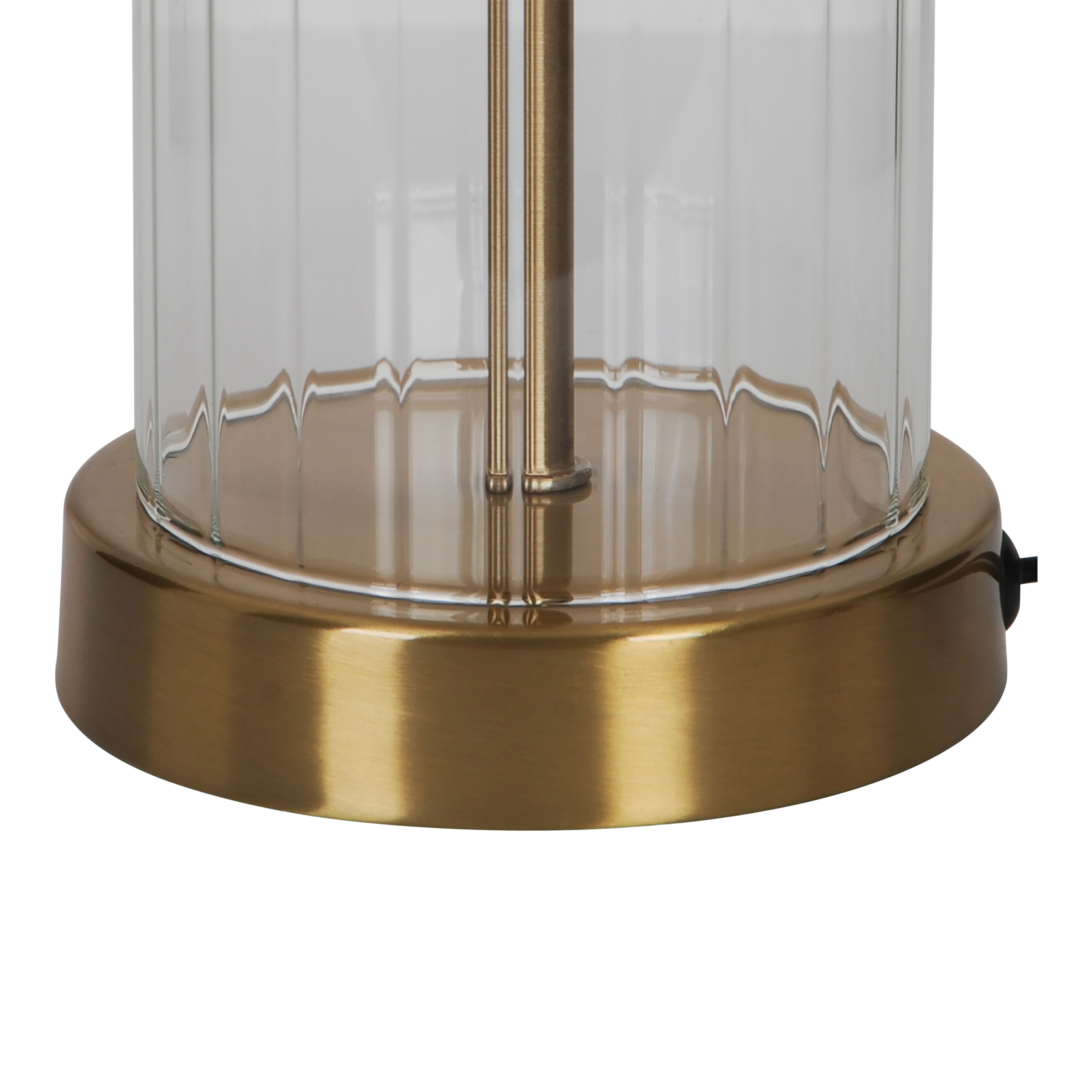 GoodHome Malkoha Round Satin Clear Antique brass effect Table lamp