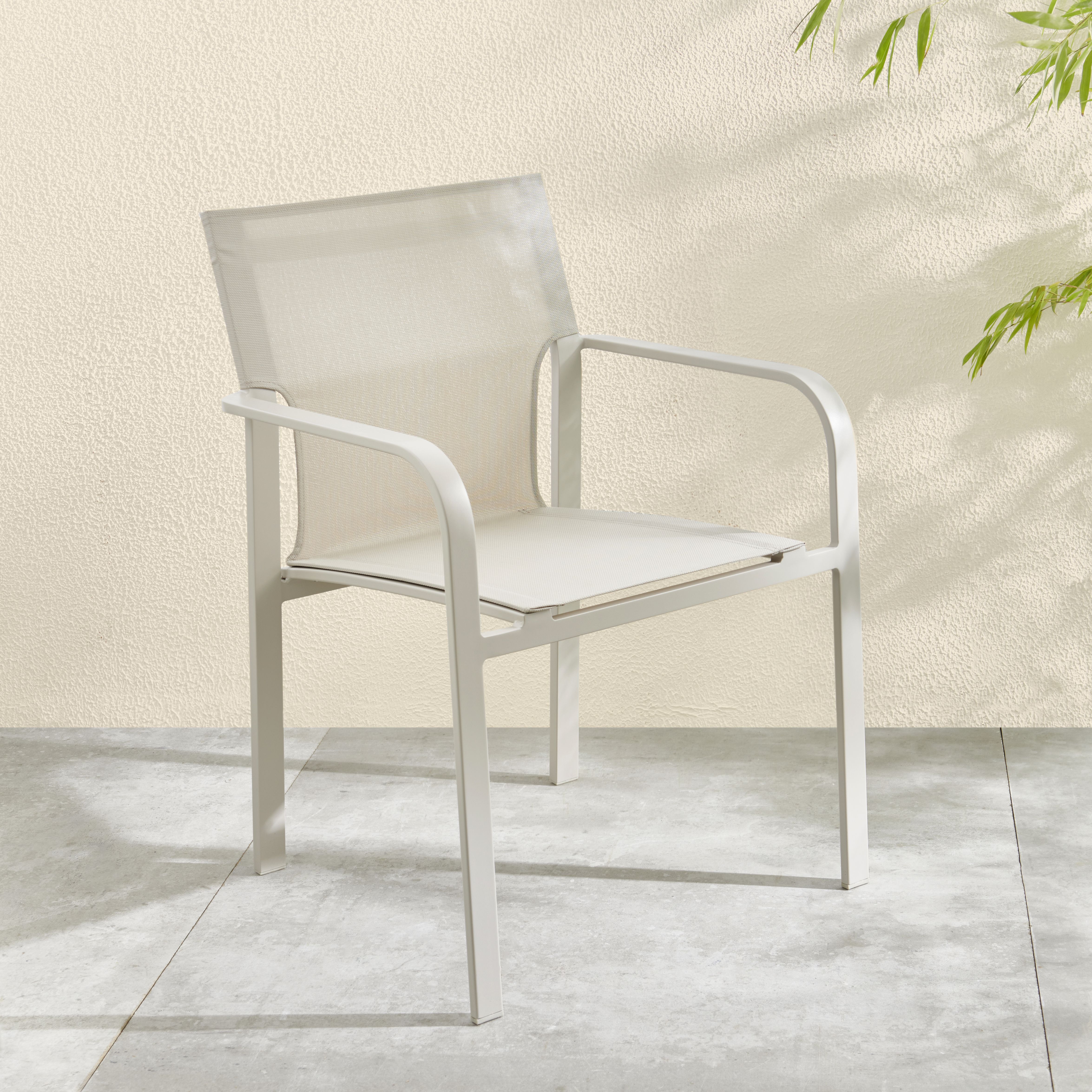 GoodHome Mallia Beige Metal Armchair
