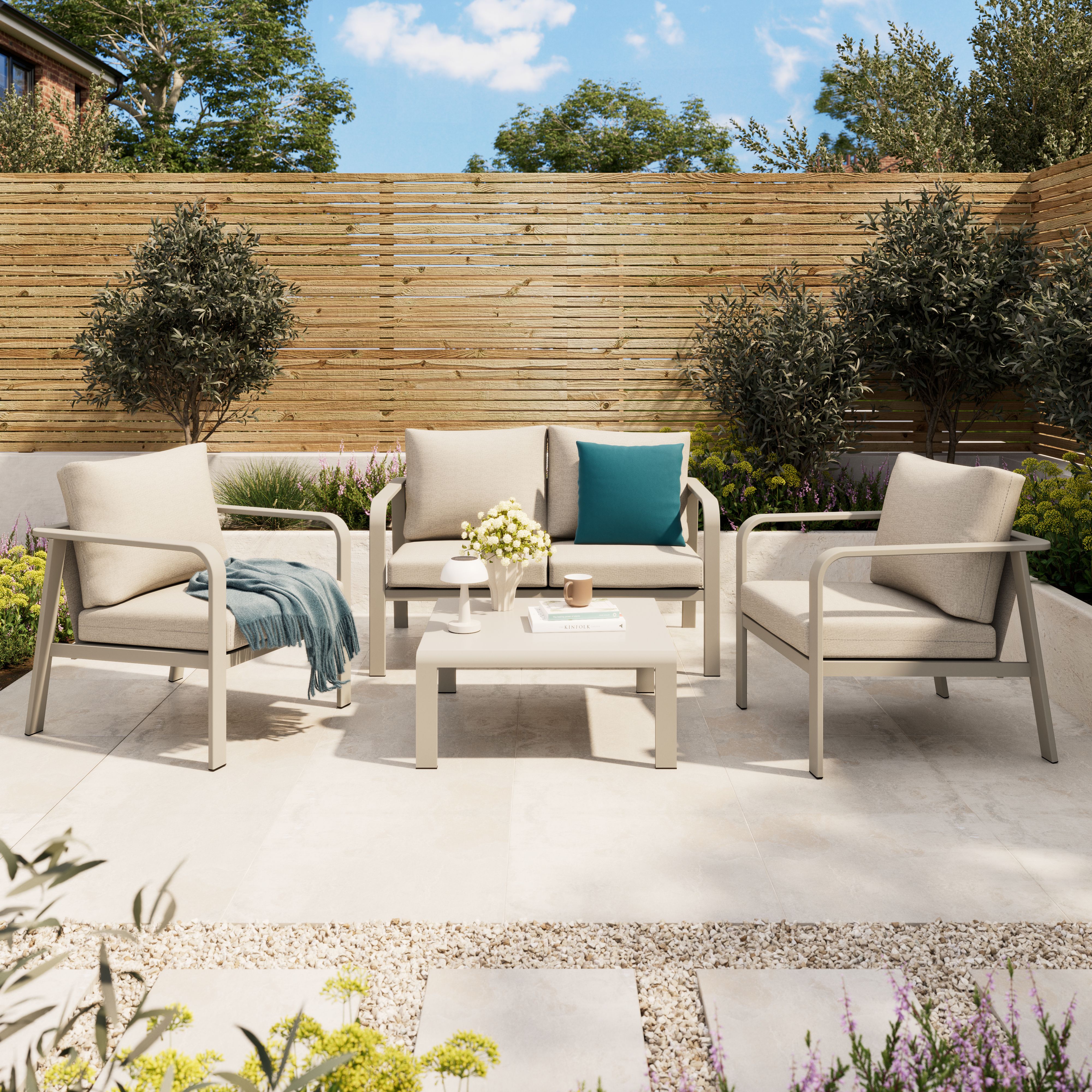 Mallia Matt Metal 4 Seater Coffee set