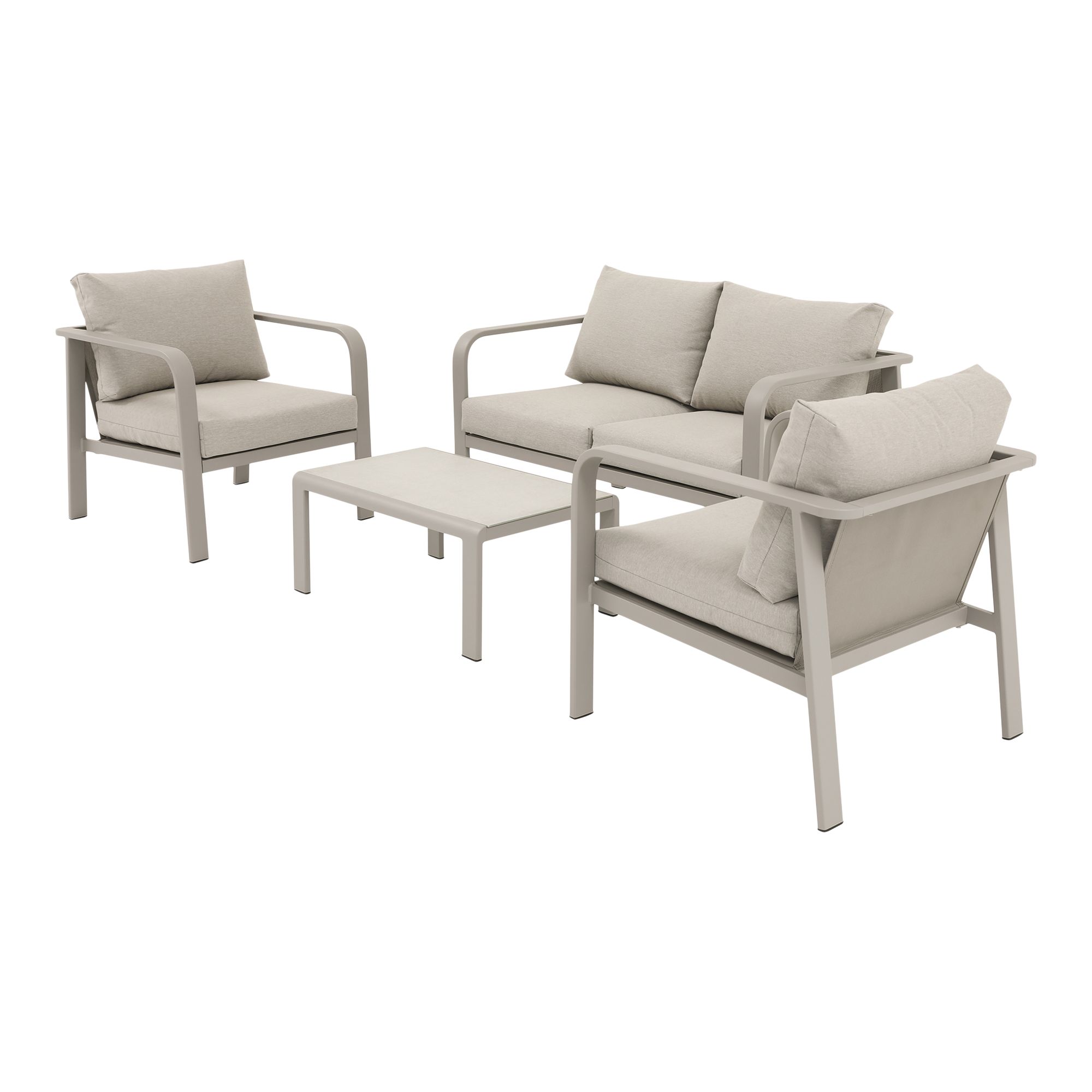 GoodHome Mallia Matt Beige Metal 4 Seater Coffee set