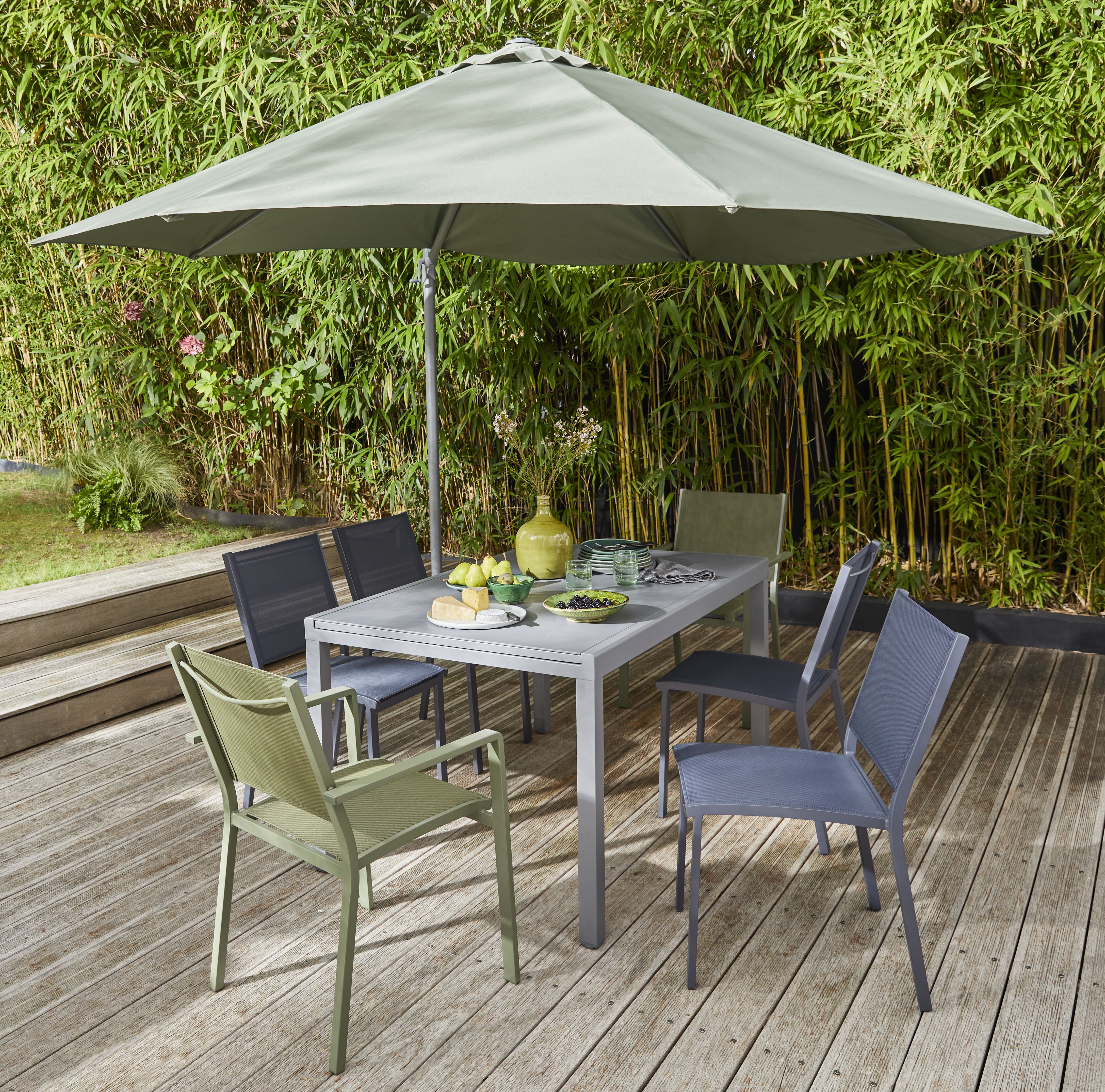 GoodHome Mallorca (H) 2.55m Khaki green Overhanging parasol