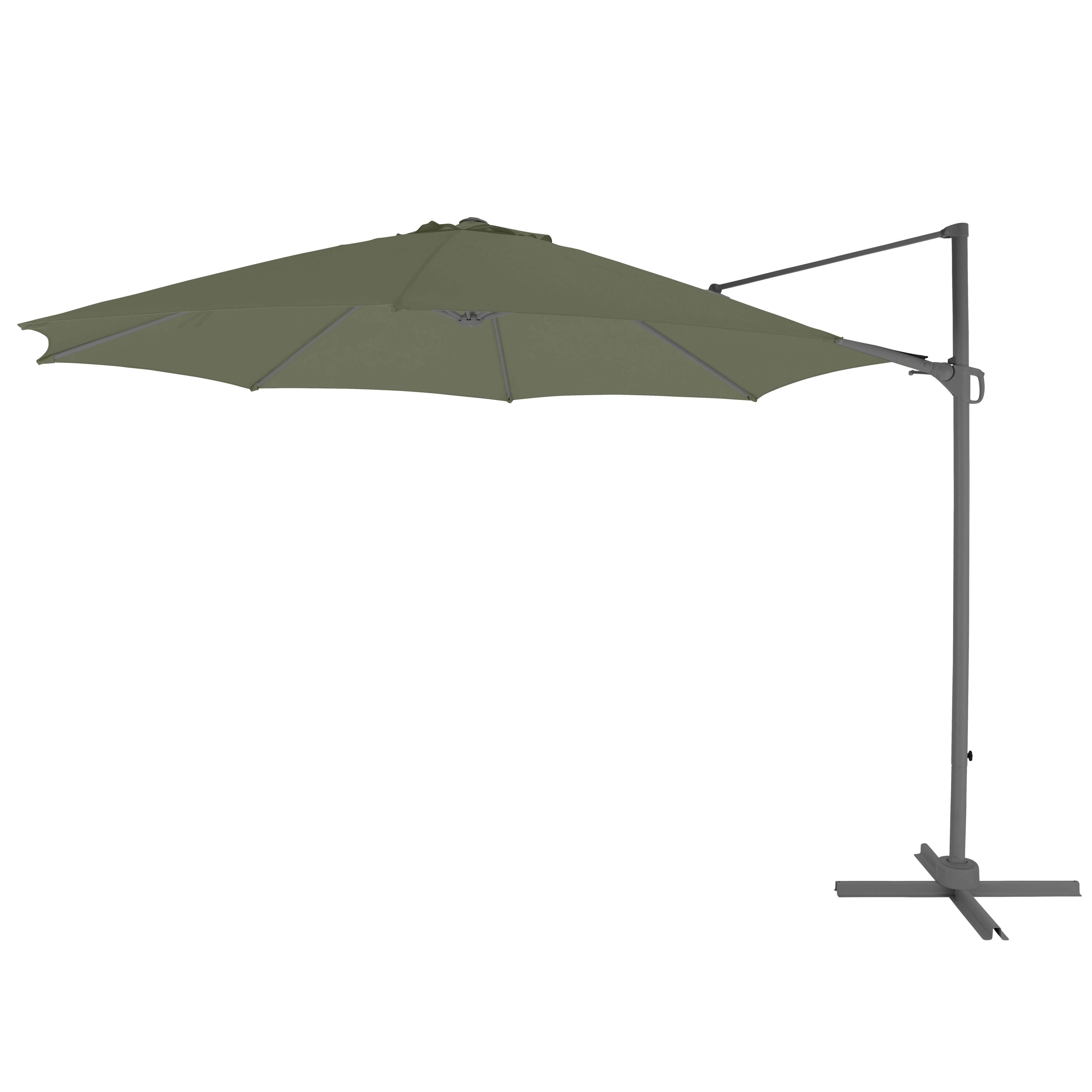 GoodHome Mallorca (H) 2.55m Khaki green Overhanging parasol