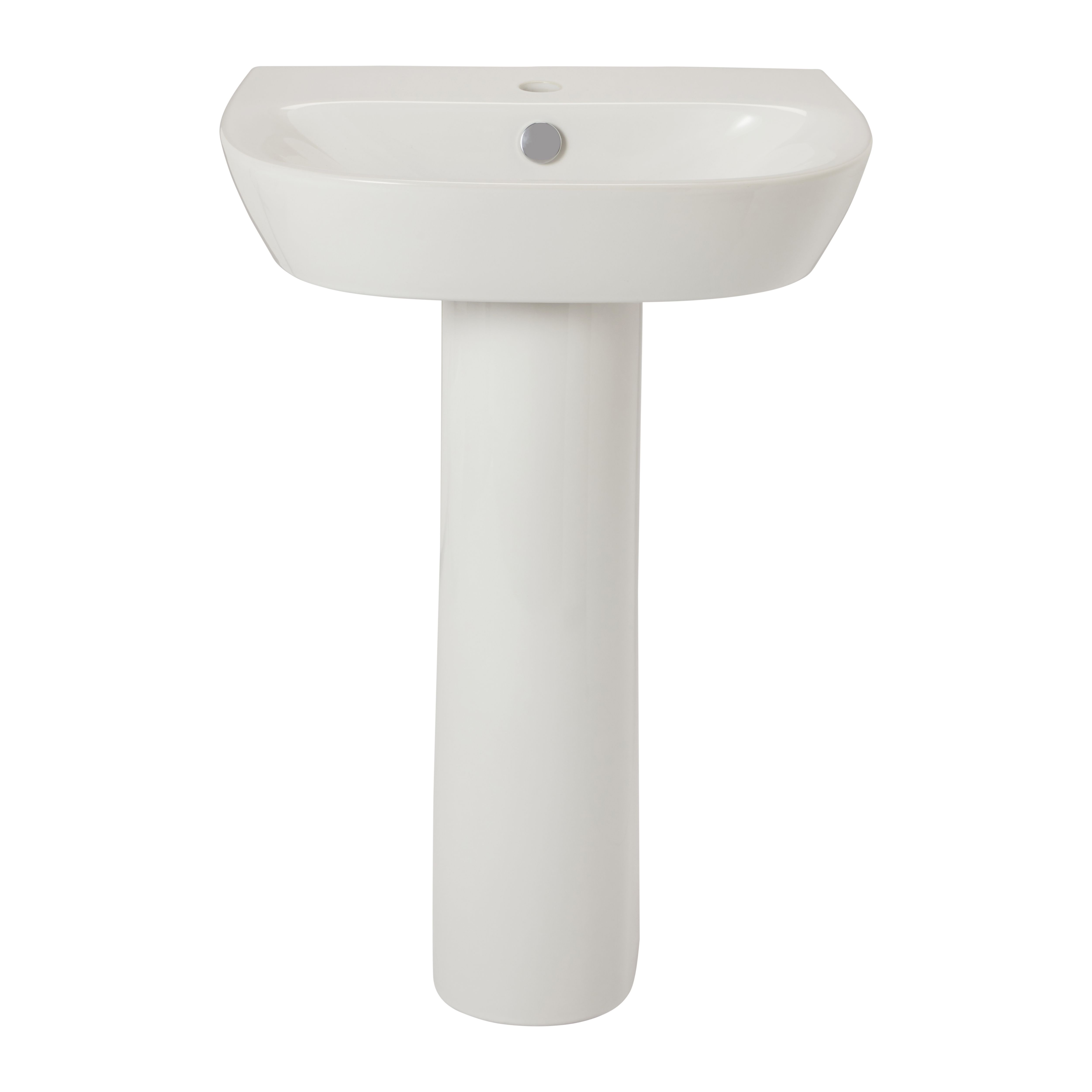 GoodHome Malo White Close-coupled Floor-mounted Toilet & full pedestal basin (W)380mm (H)830mm