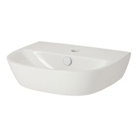 GoodHome Malo White D-shaped Wall-mounted Cloakroom Basin (W)44.5cm