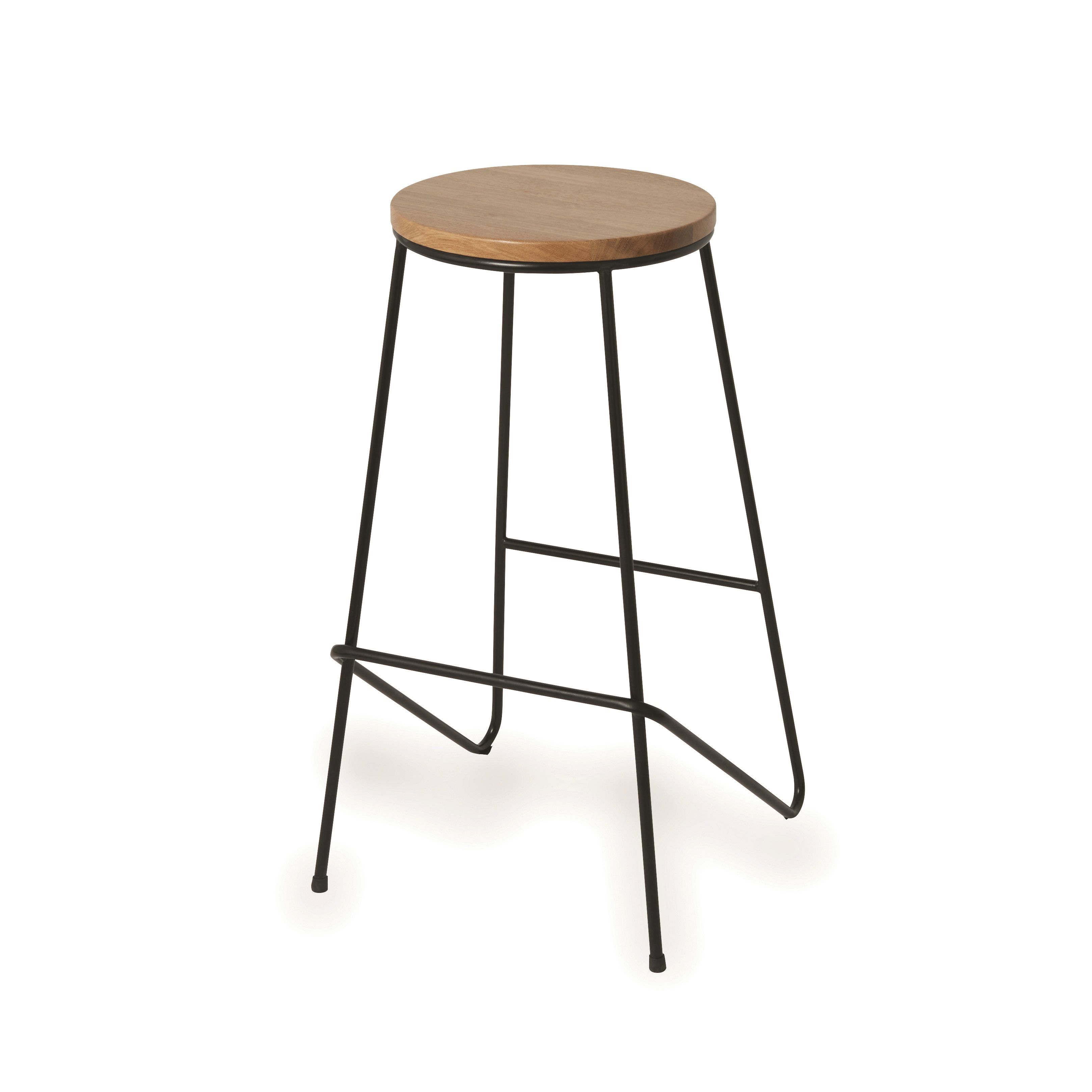 GoodHome Maloux Black Oak Bar stool