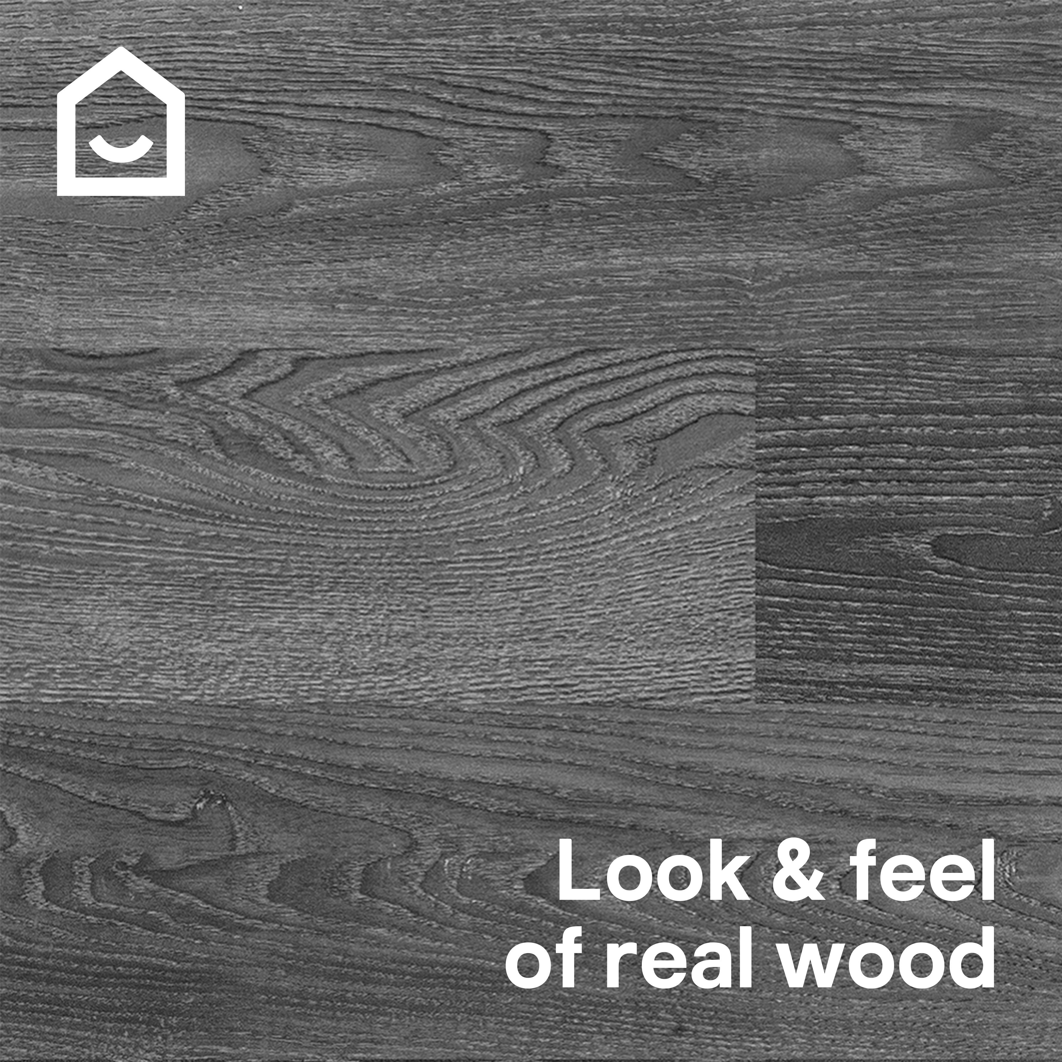 GoodHome Mambo Dark Grey Natural Wood effect Synchronised Click vinyl Planks, 2.17m²