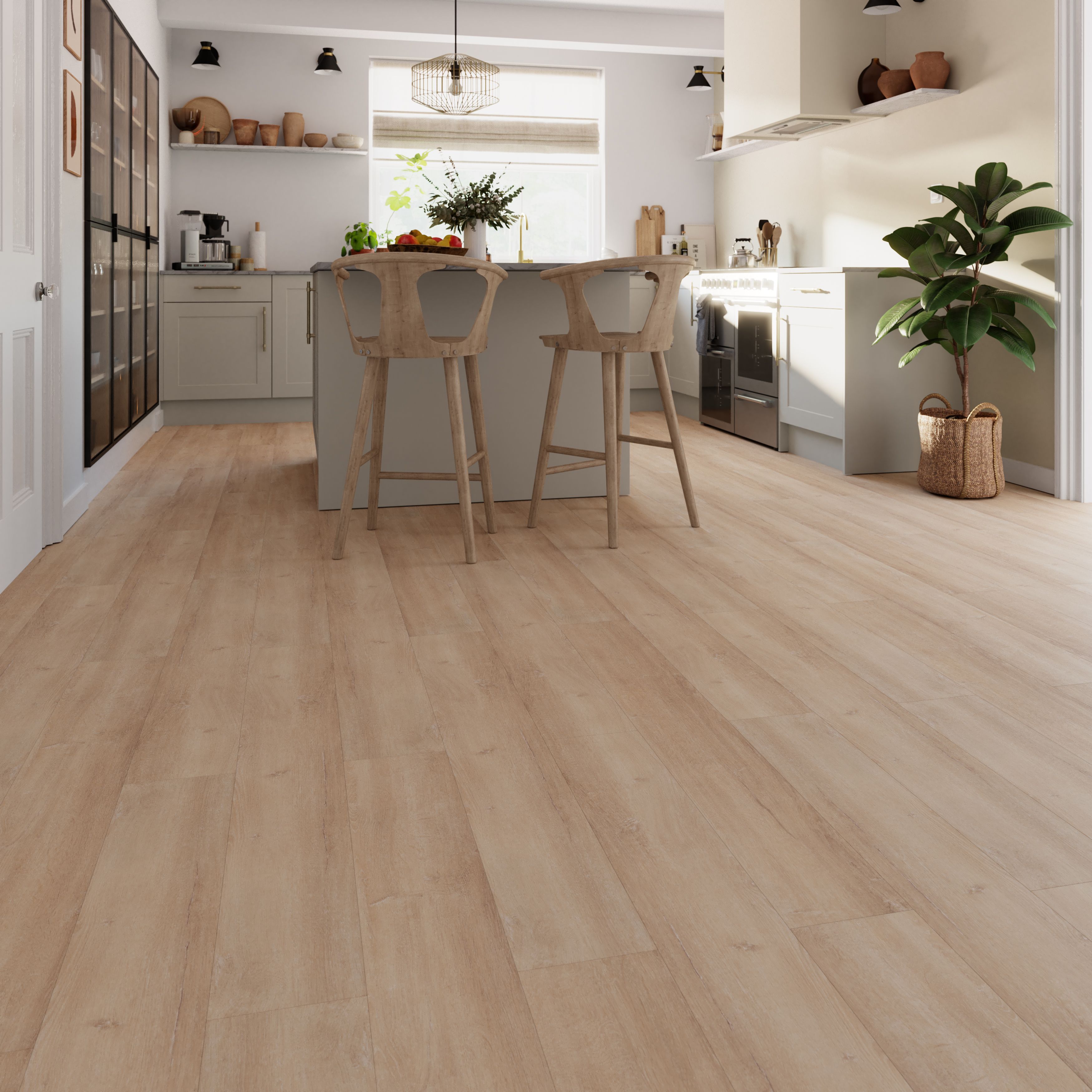 GoodHome Mambo Gladstone Rustic Natural Wood effect Synchronised Click vinyl Planks, 2.17m²