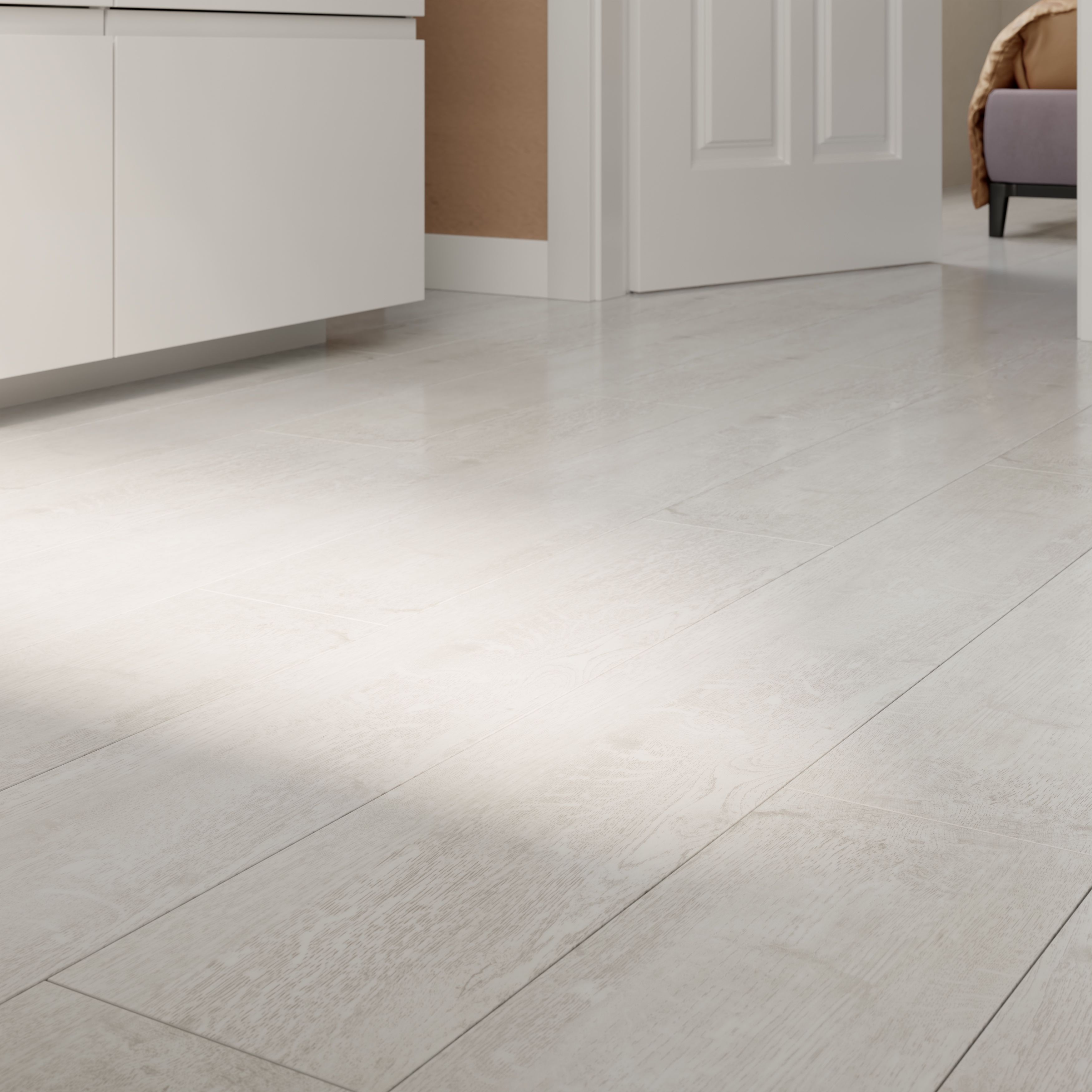 GoodHome Mambo Gladstone White Natural Wood effect Synchronised Click vinyl Planks, 2.17m²