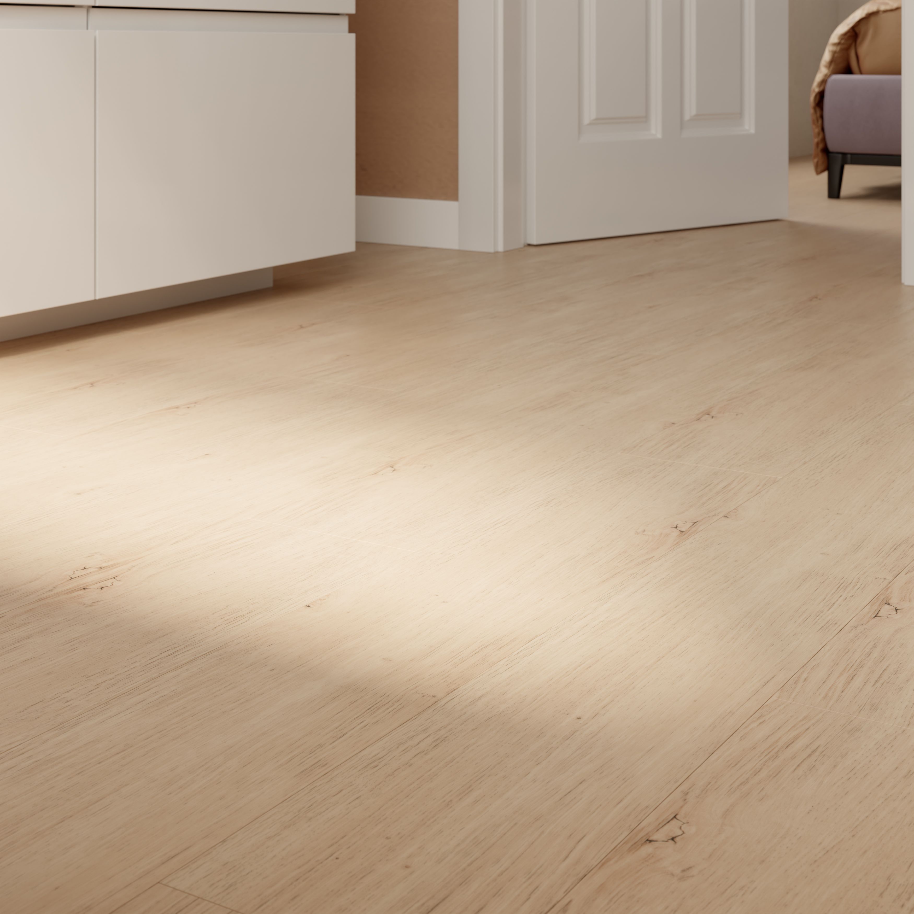 GoodHome Mambo Lulea Natural Knotted Wood effect Synchronised Click vinyl Planks, 2.17m²