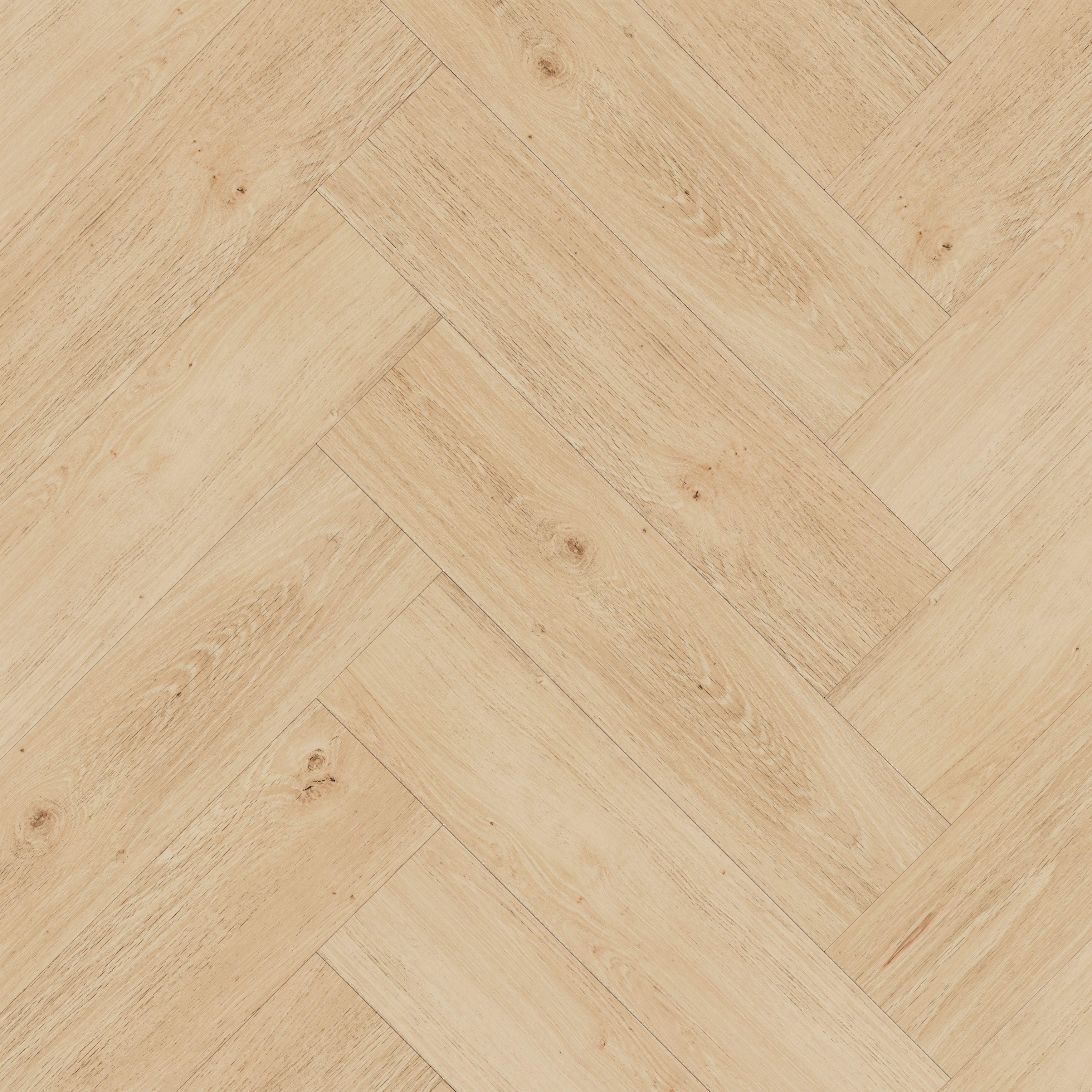 GoodHome Mambo Lulea Natural Knotted Wood effect Synchronised Herringbone Click vinyl Planks, 2.24m²