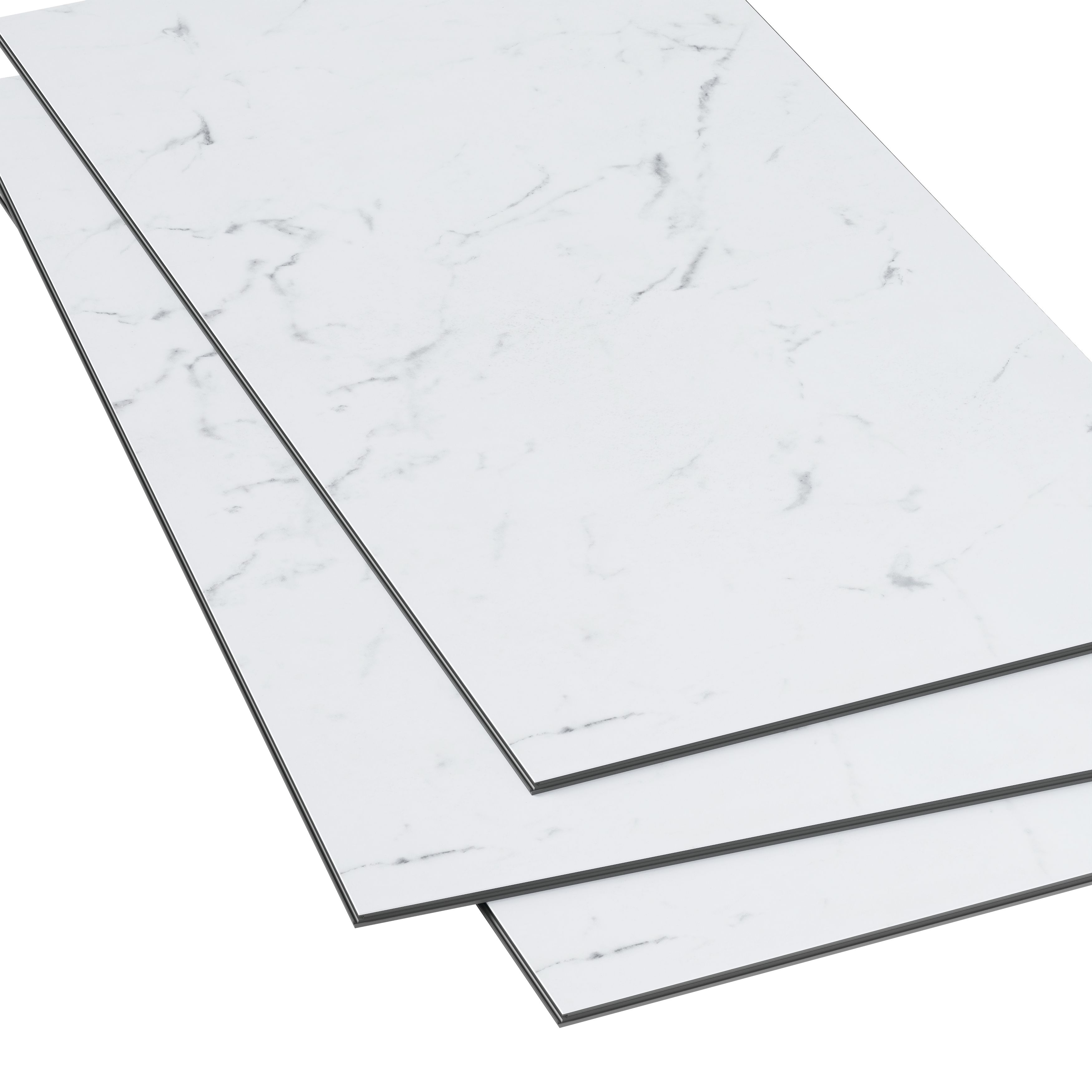 GoodHome Mambo White Natural Marble effect Textured Click vinyl Tile Sample