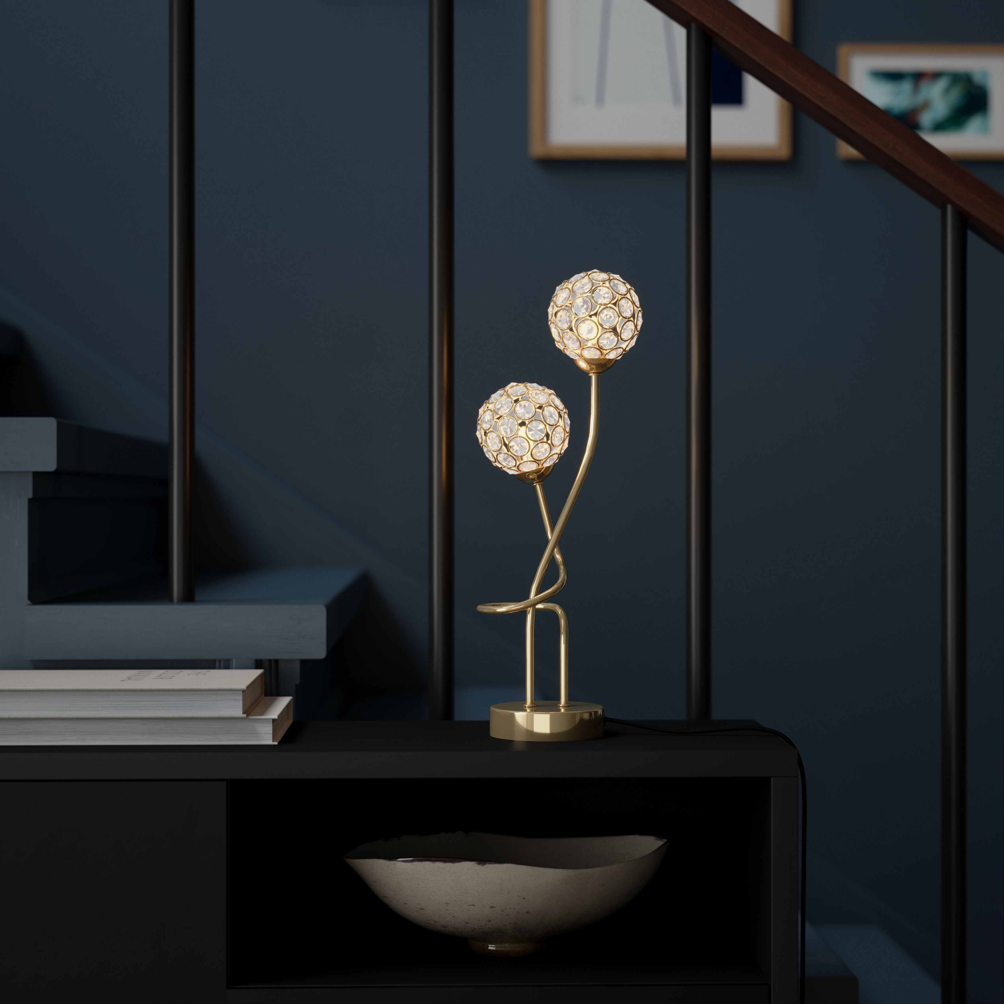 GoodHome Mantus Brushed Matt Gold effect Halogen Table lamp