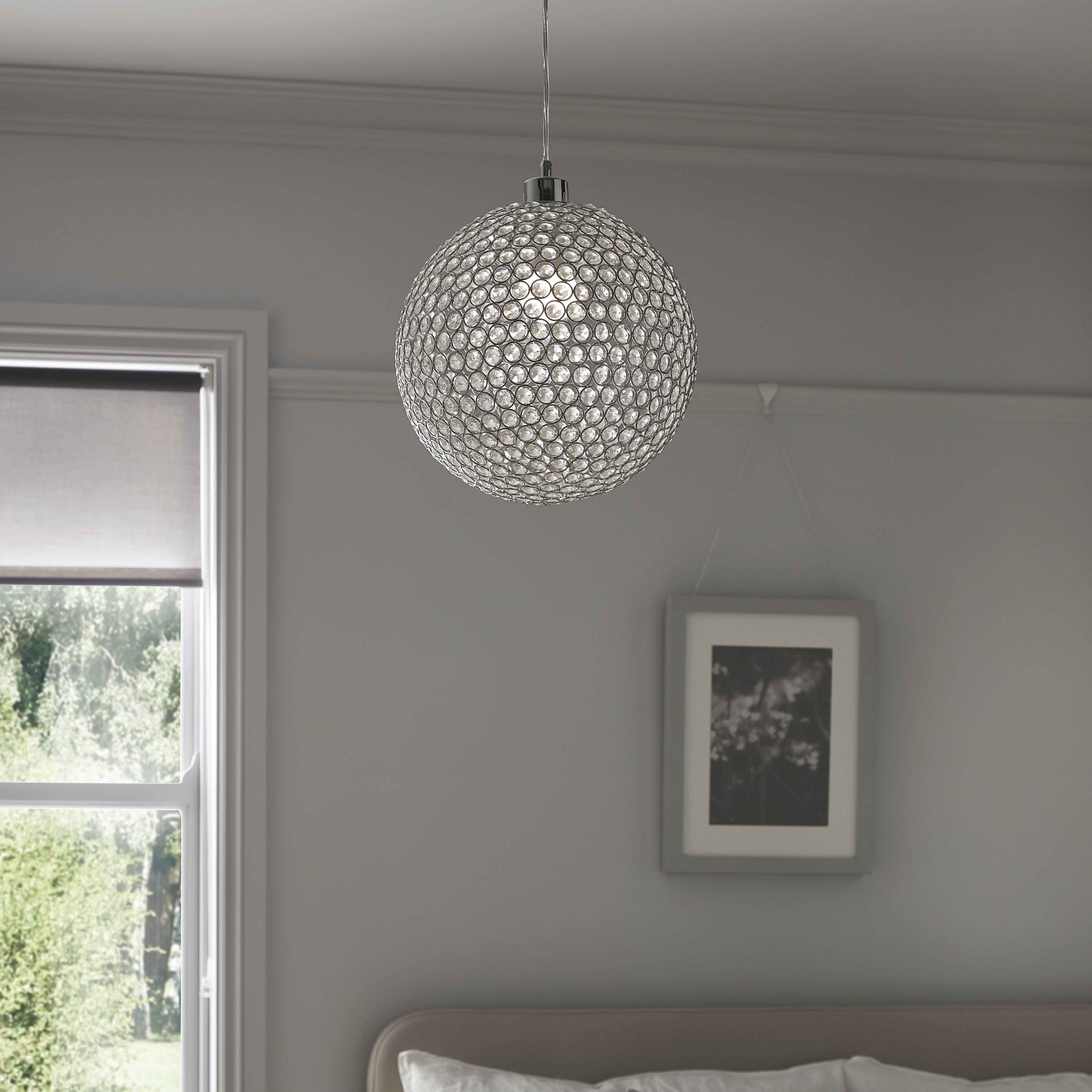 GoodHome Mantus Chrome effect Pendant ceiling light, (Dia)300mm