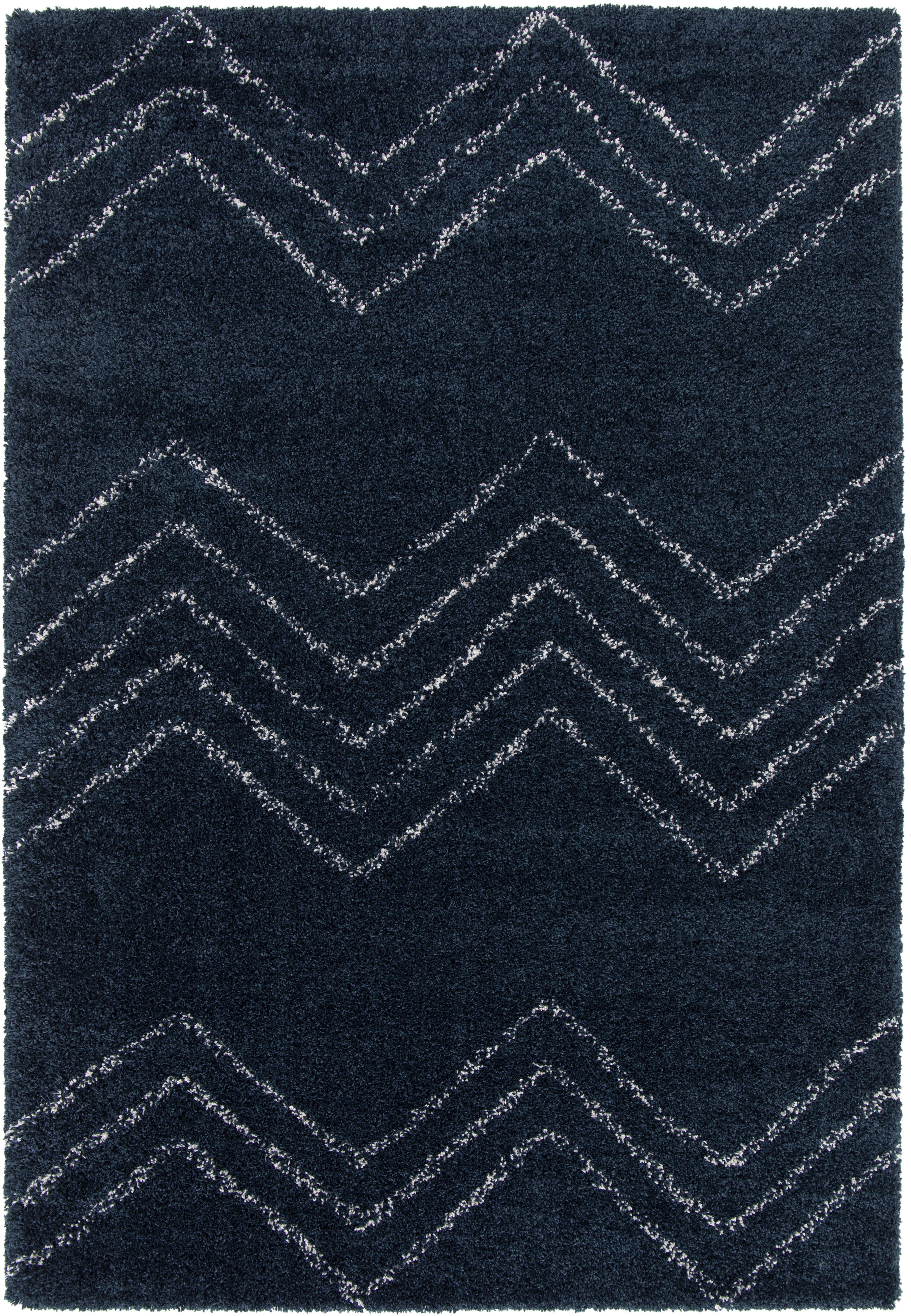 GoodHome Manzo Dark blue Striped Medium Rug, (L)170cm x (W)120cm