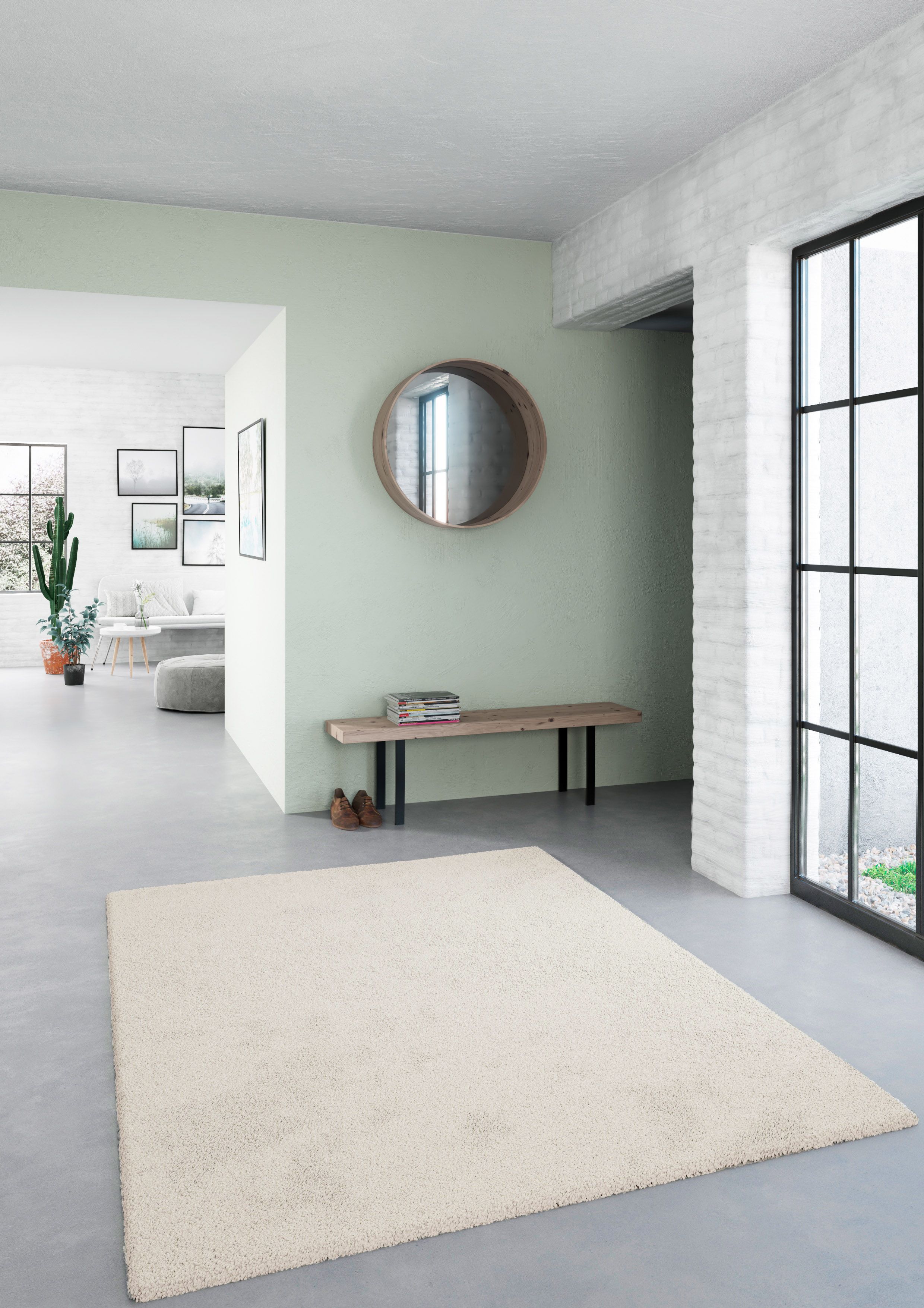 GoodHome Manzo Off white Medium Rug, (L)170cm x (W)120cm