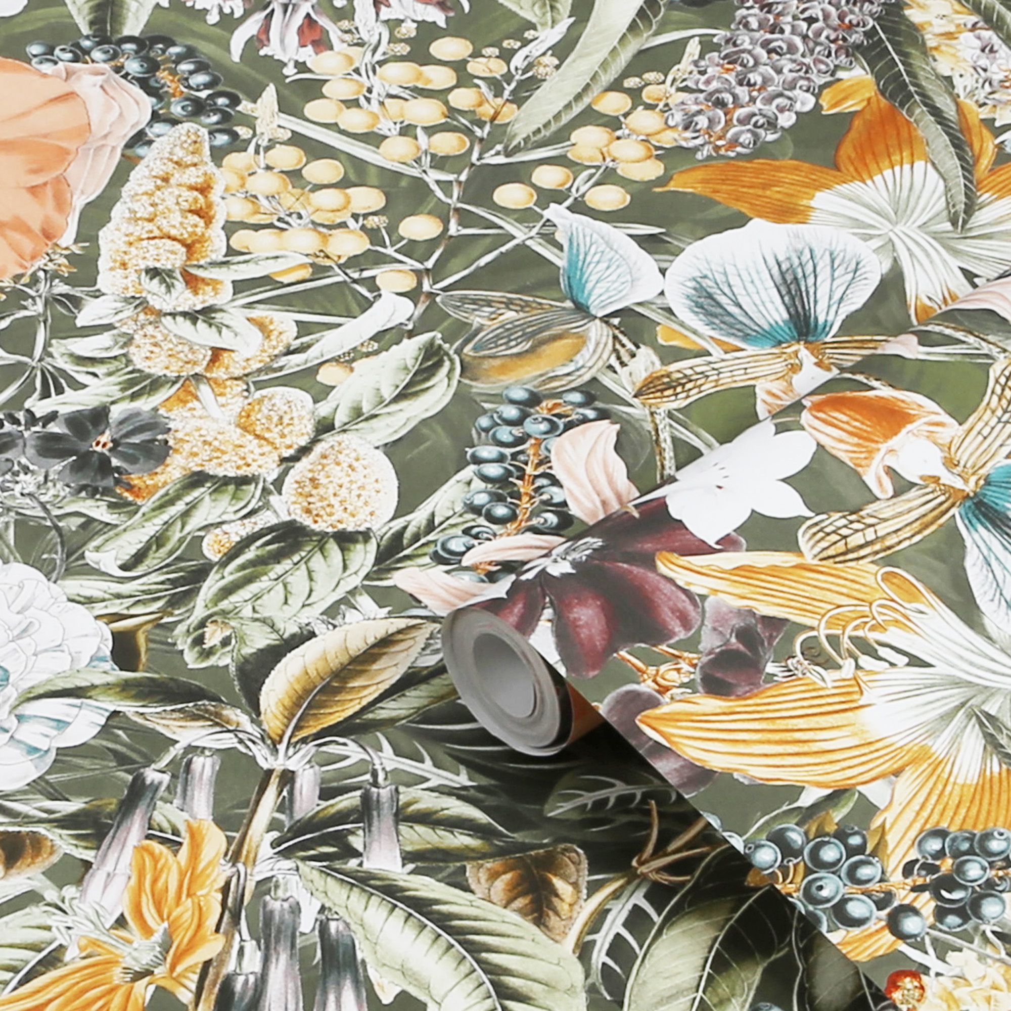 GoodHome Marbury Multicoloured Exotic Foliage Natural Smooth Wallpaper