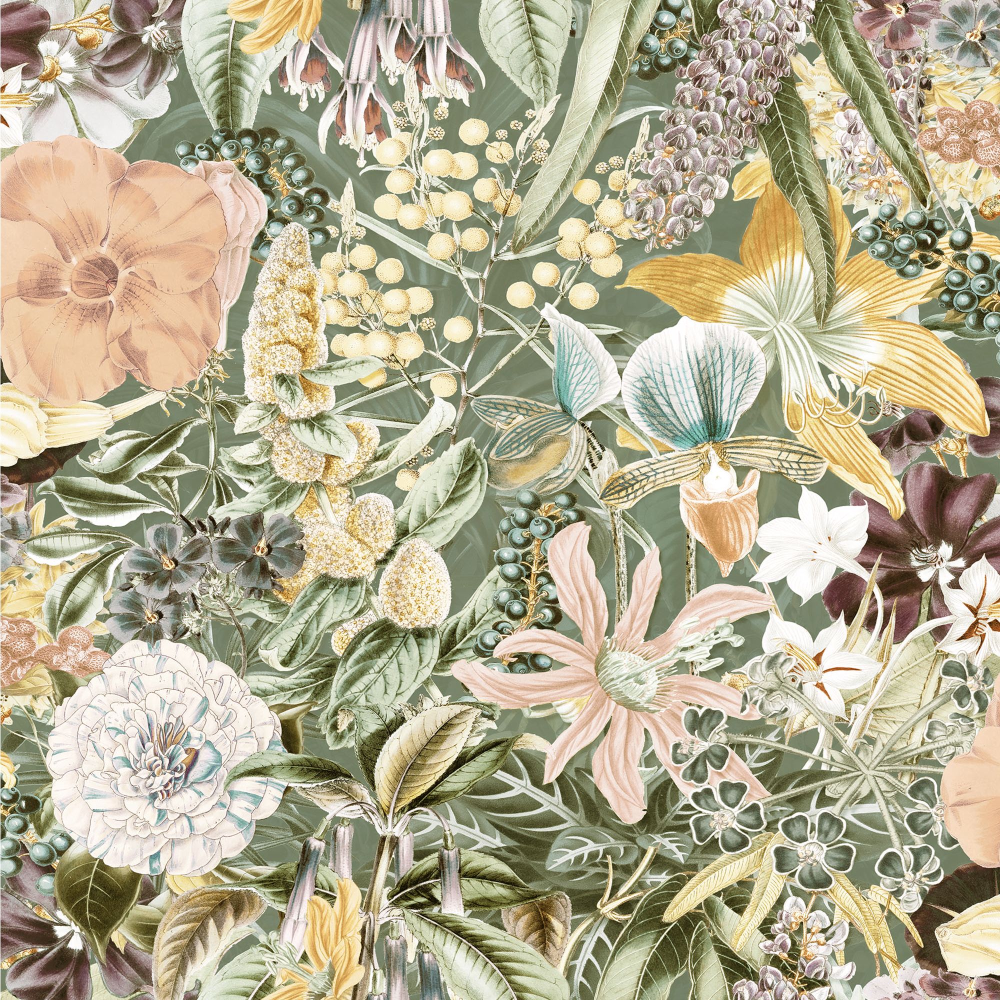 GoodHome Marbury Multicoloured Exotic Foliage Natural Smooth Wallpaper