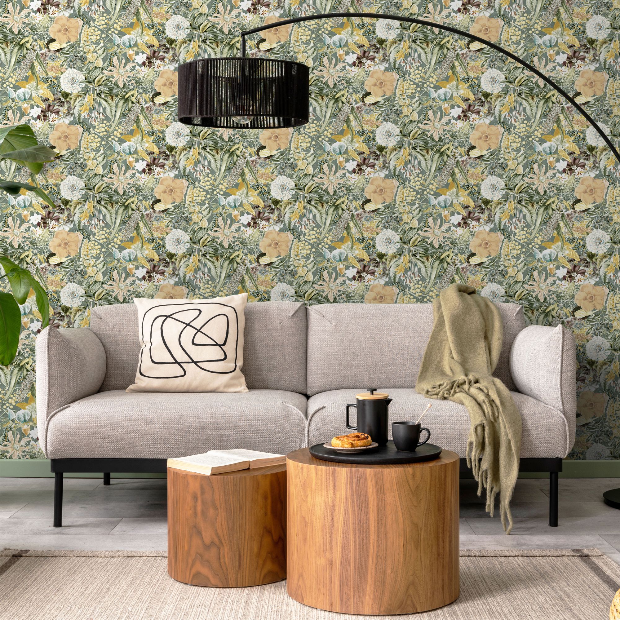 GoodHome Marbury Multicoloured Exotic Foliage Natural Smooth Wallpaper