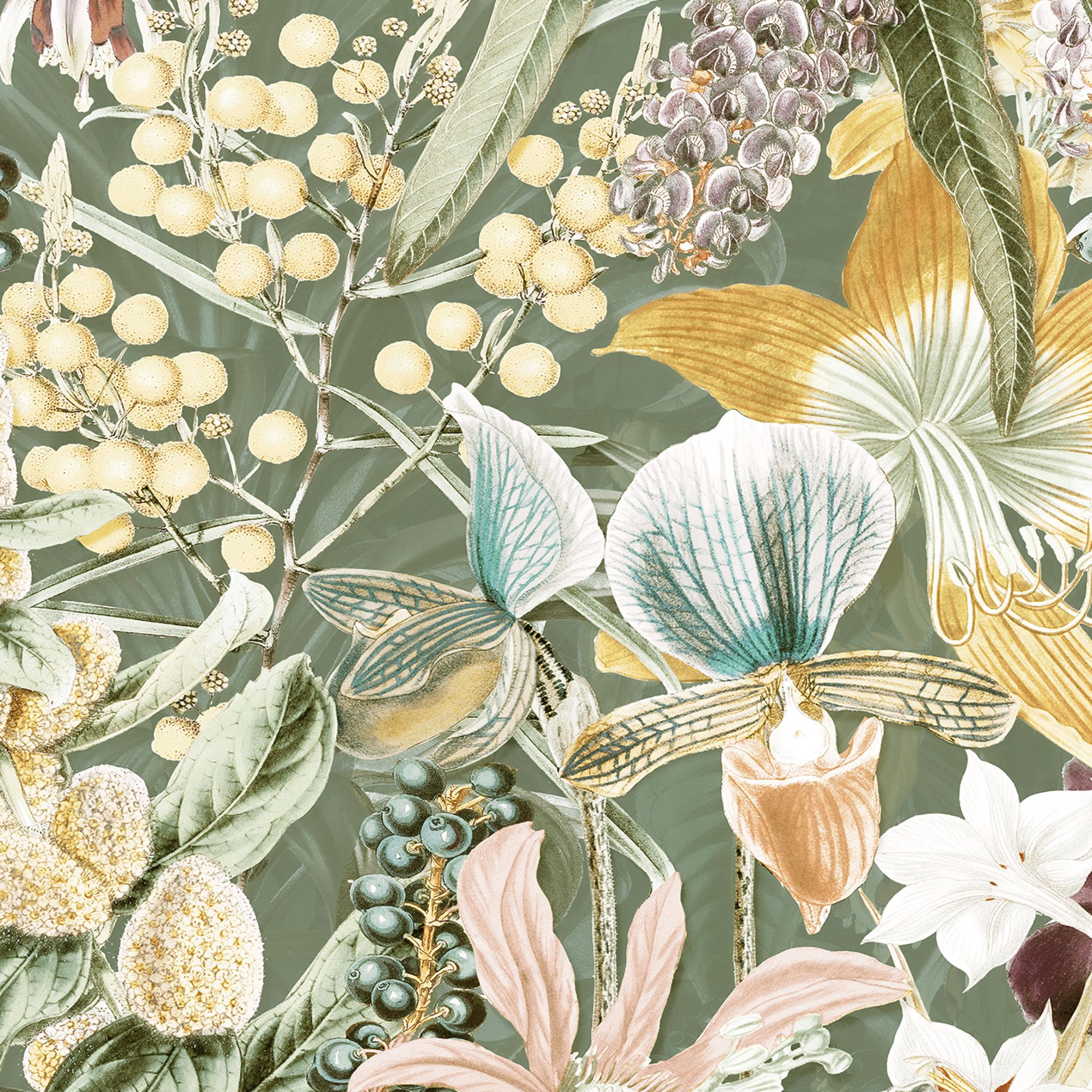 GoodHome Marbury Multicoloured Exotic Foliage Natural Smooth Wallpaper