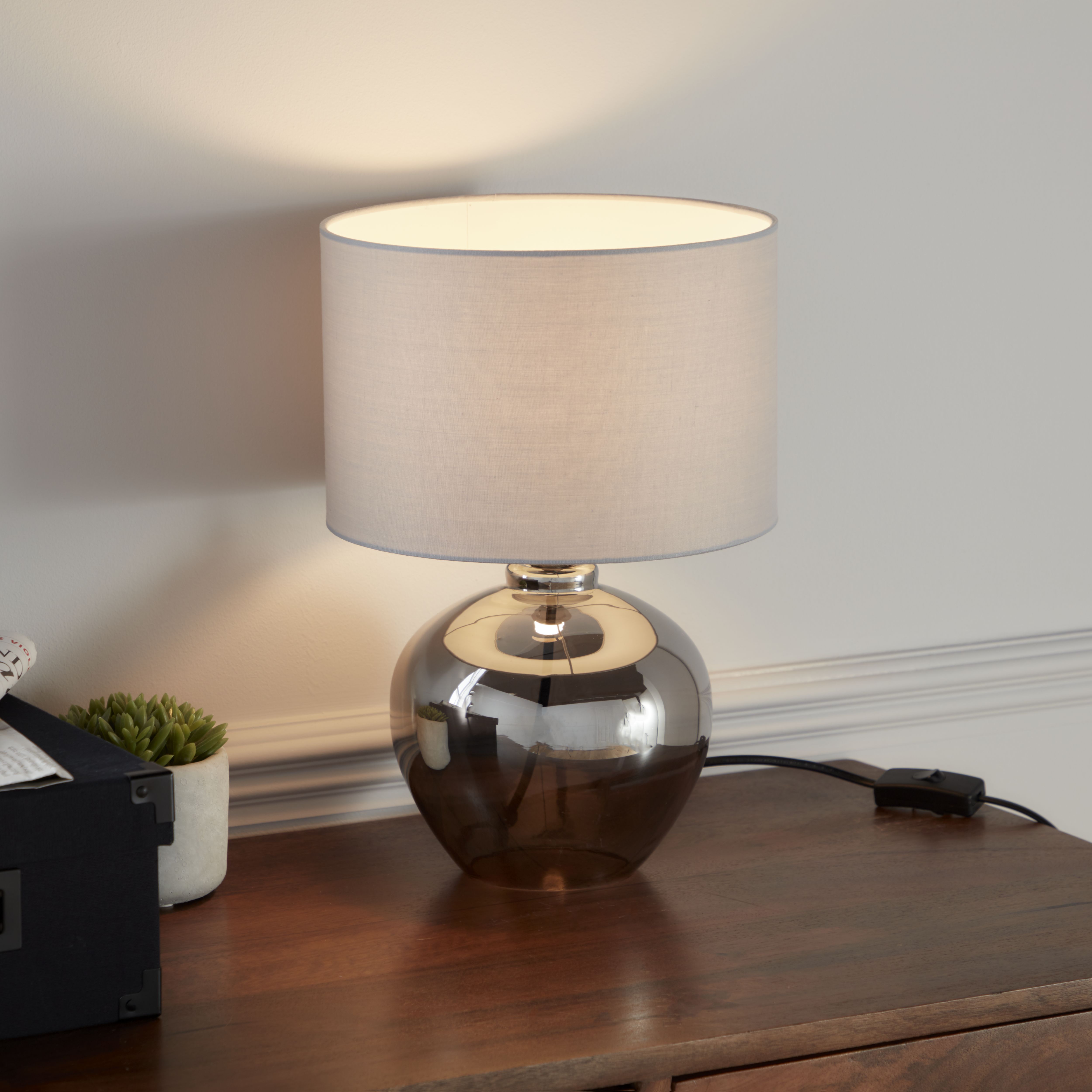 Smoked glass deals table lamp shade