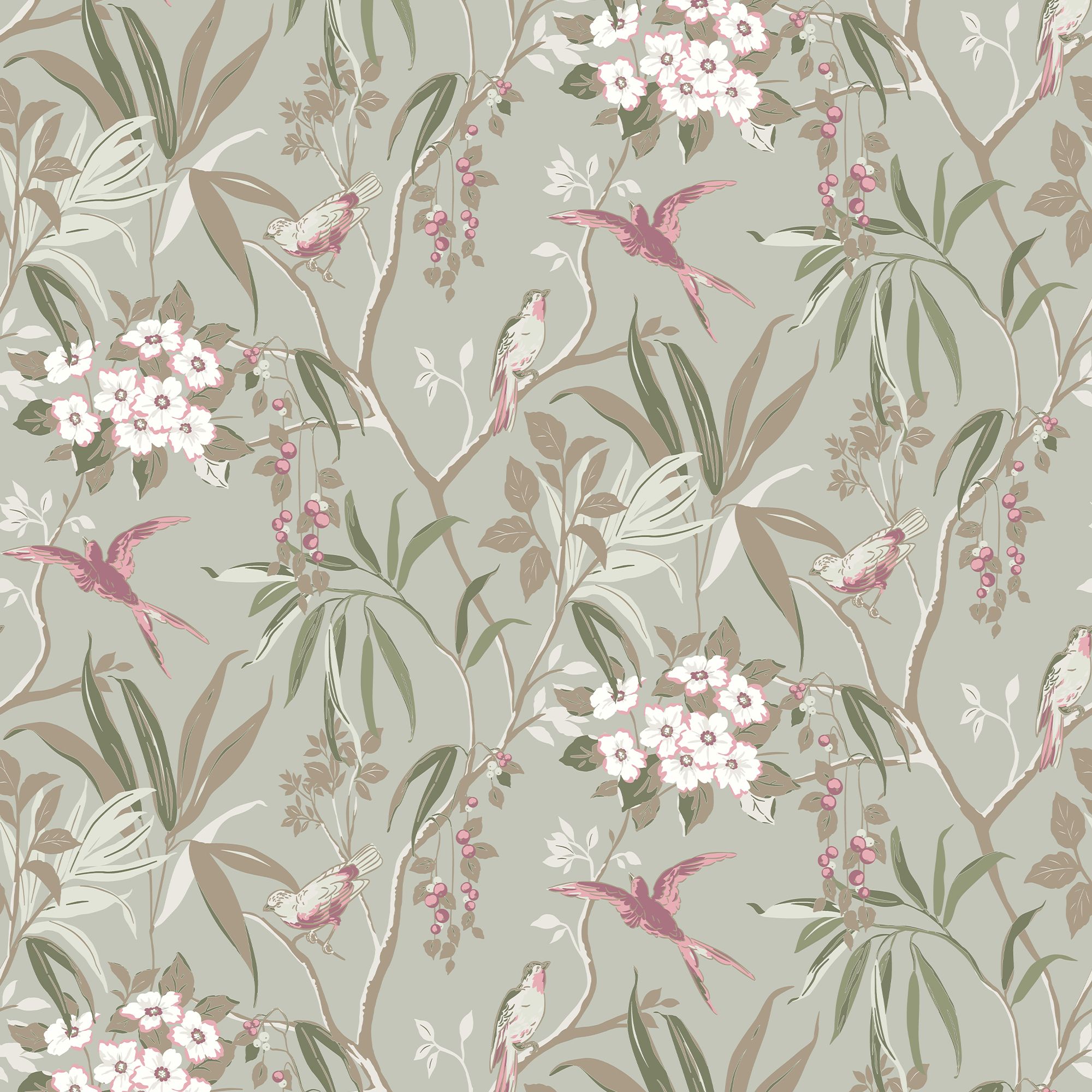 GoodHome Maristow Sage Floral Metallic effect Textured Wallpaper DIY